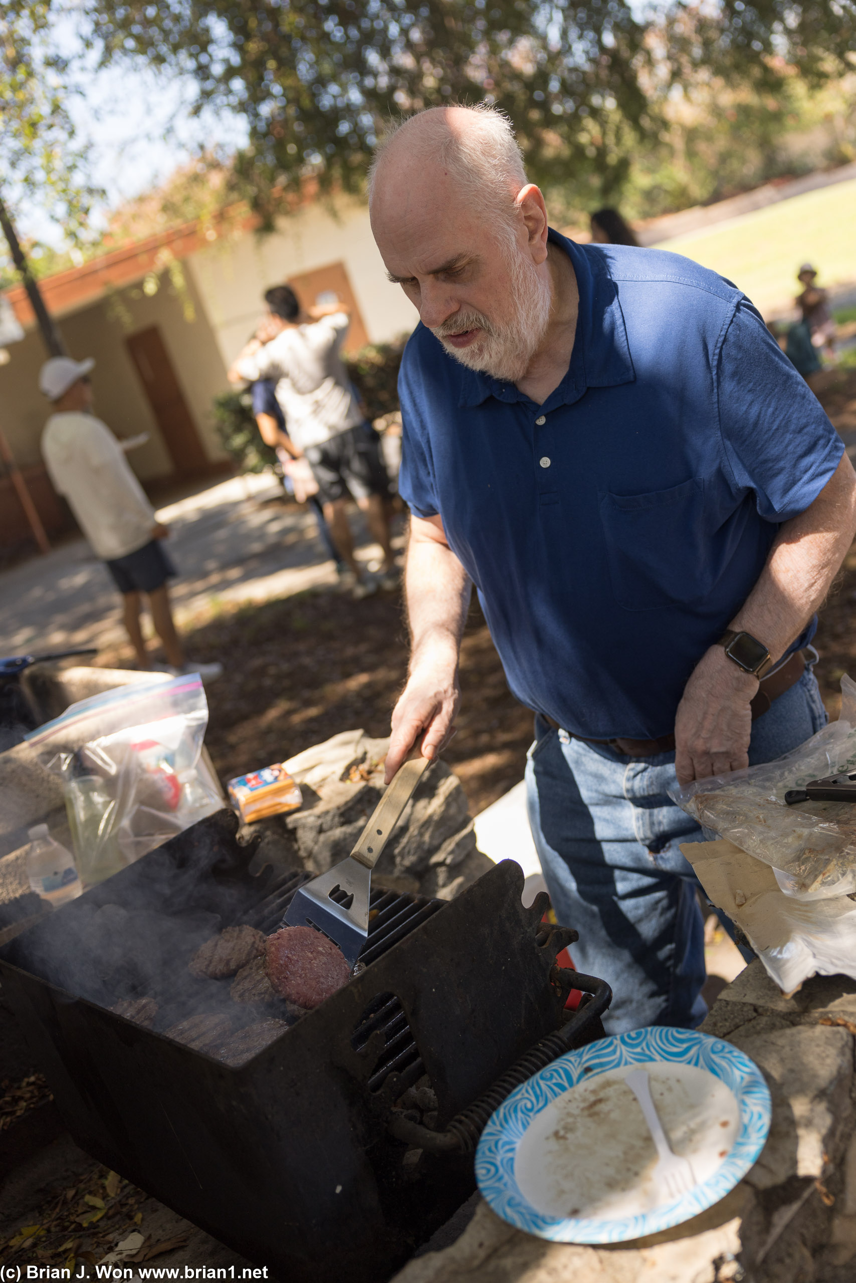 Tom making his famous burgers.