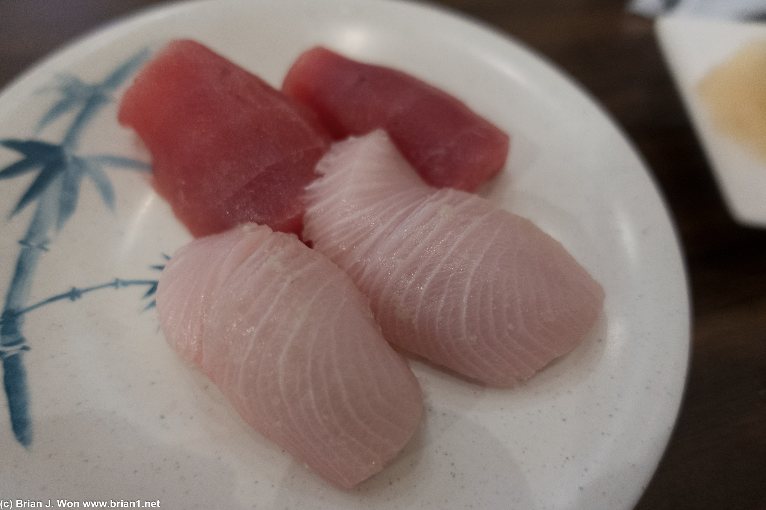 Tuna and albacore at Hiko Sushi.