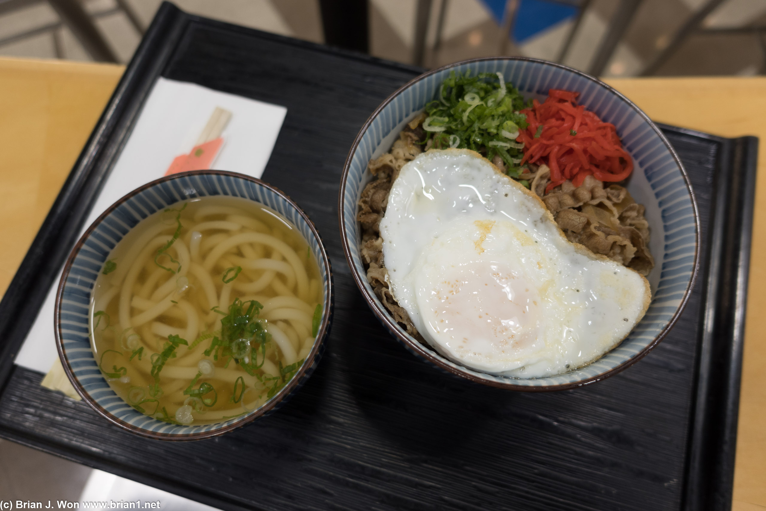 Combo 51: small udon, regular size rice bowl, fried egg.
