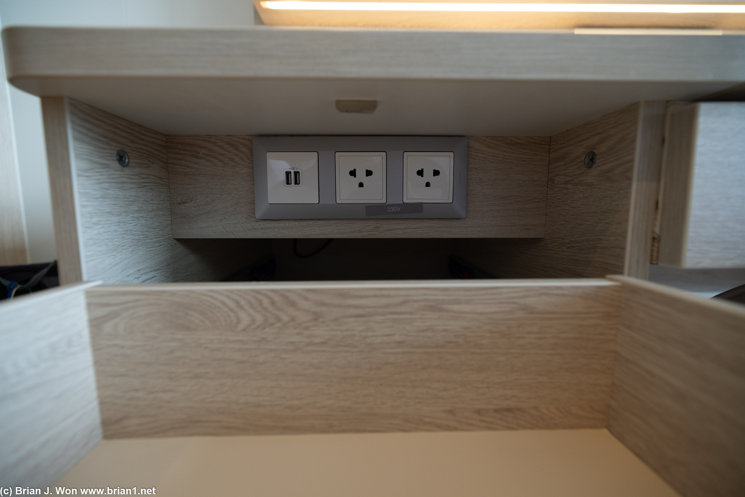 Tons of power outlets in convenient places.