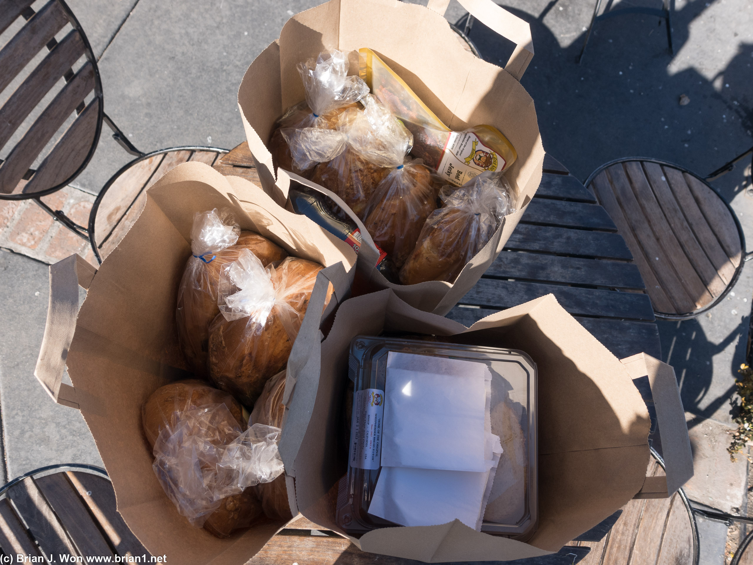 $150 worth of bread, plus one sandwich and a beef jerky.