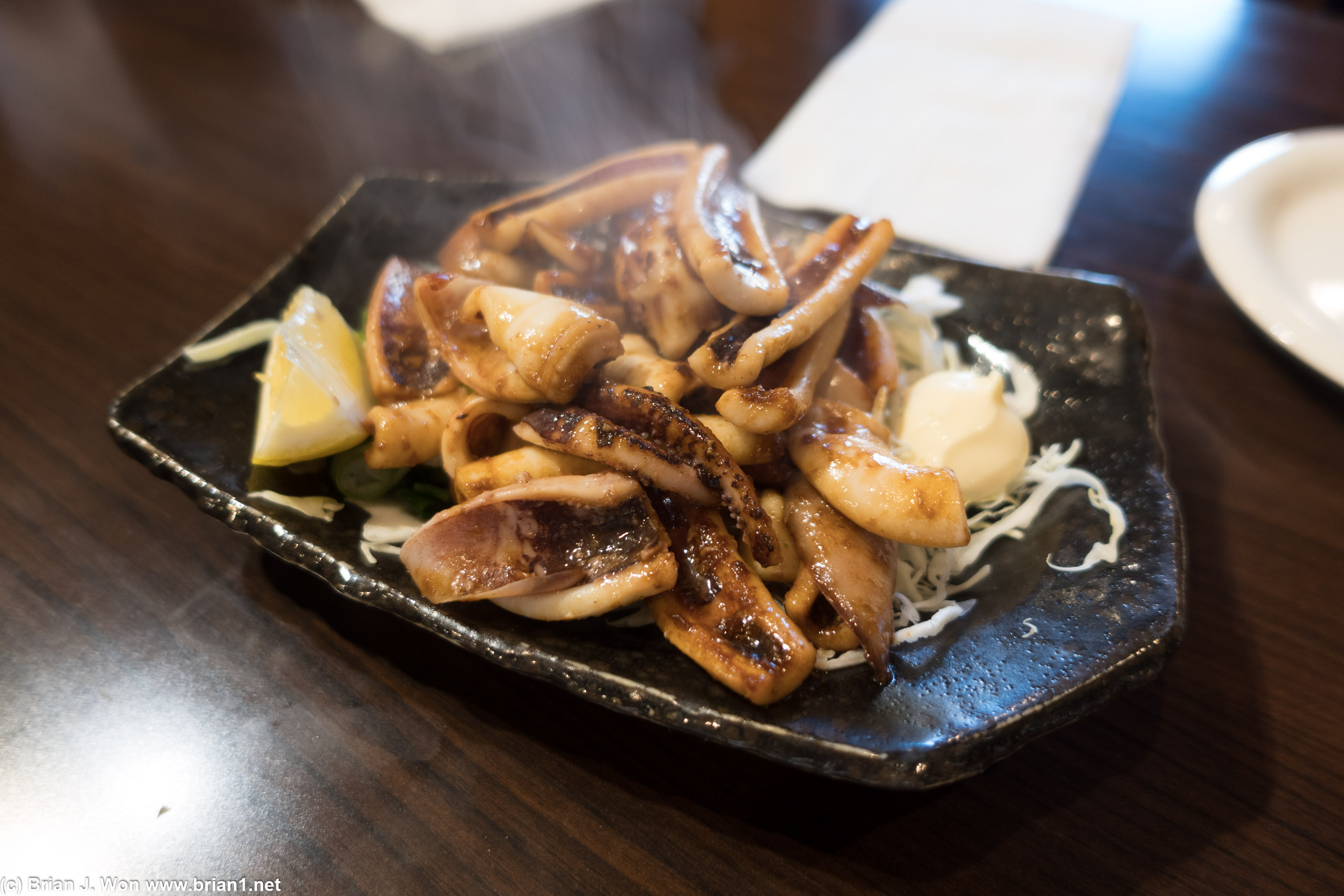 Grilled squid appetizer.