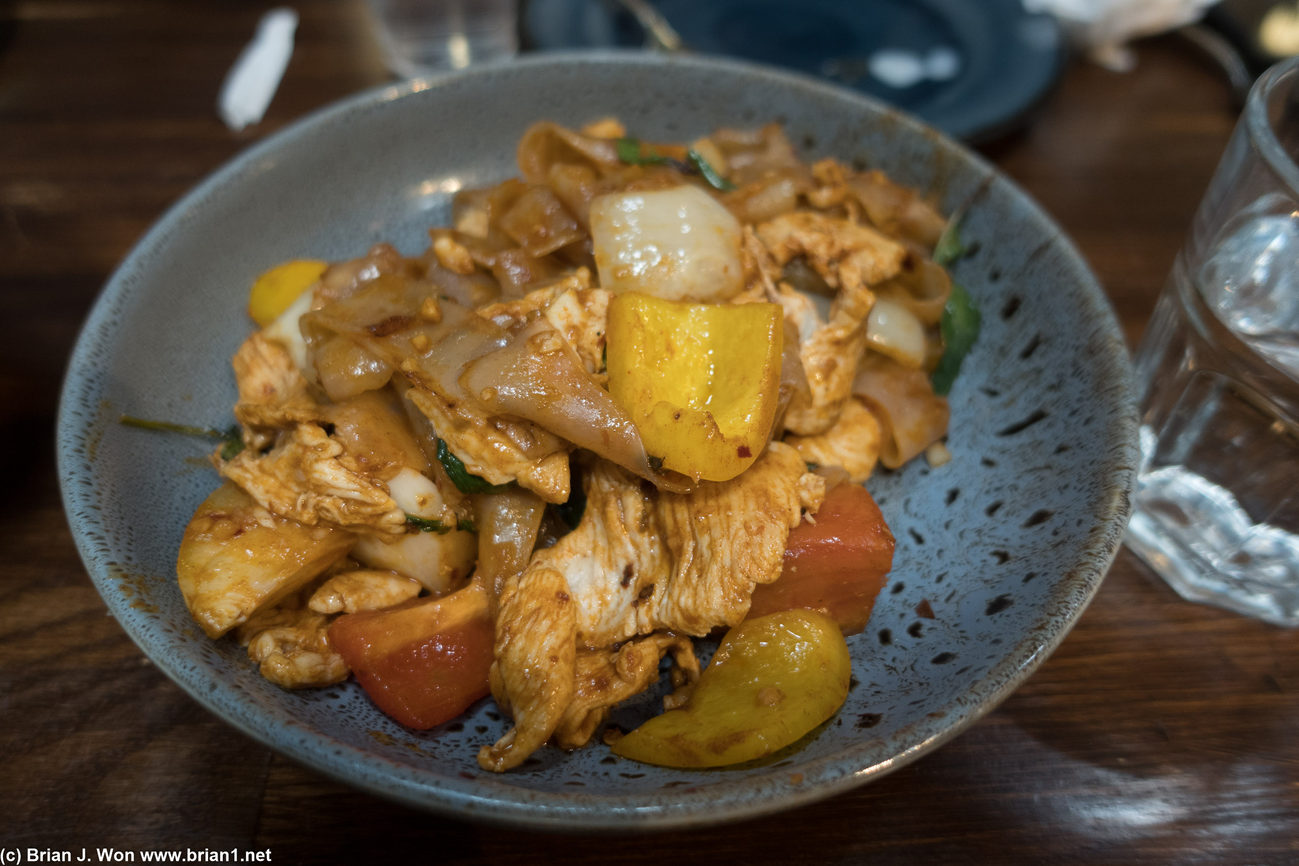 Pad kee mao (drunken noodle) with chicken was excellent.