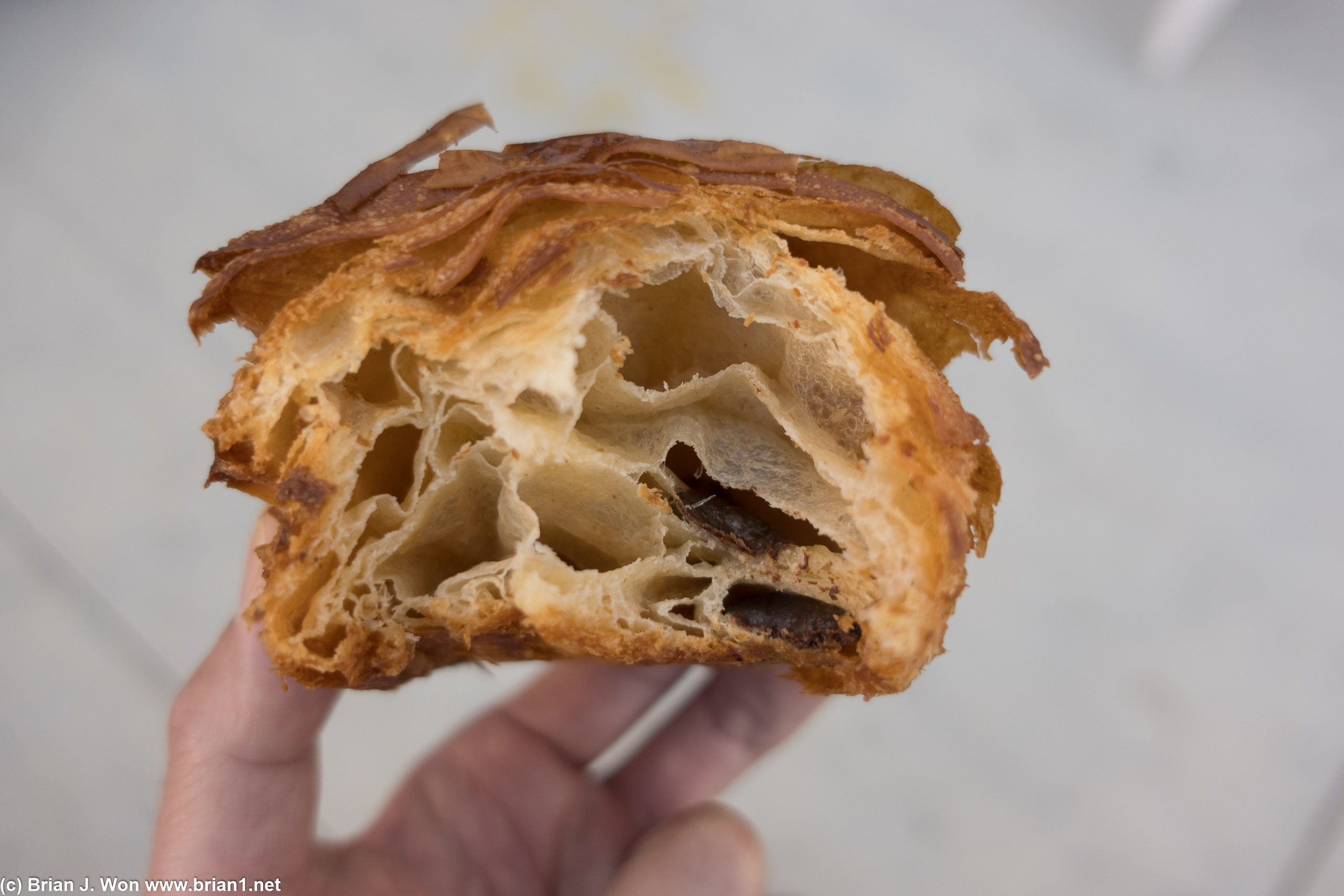 The chocolate placement in the pain au chocolat is decidedly substandard.