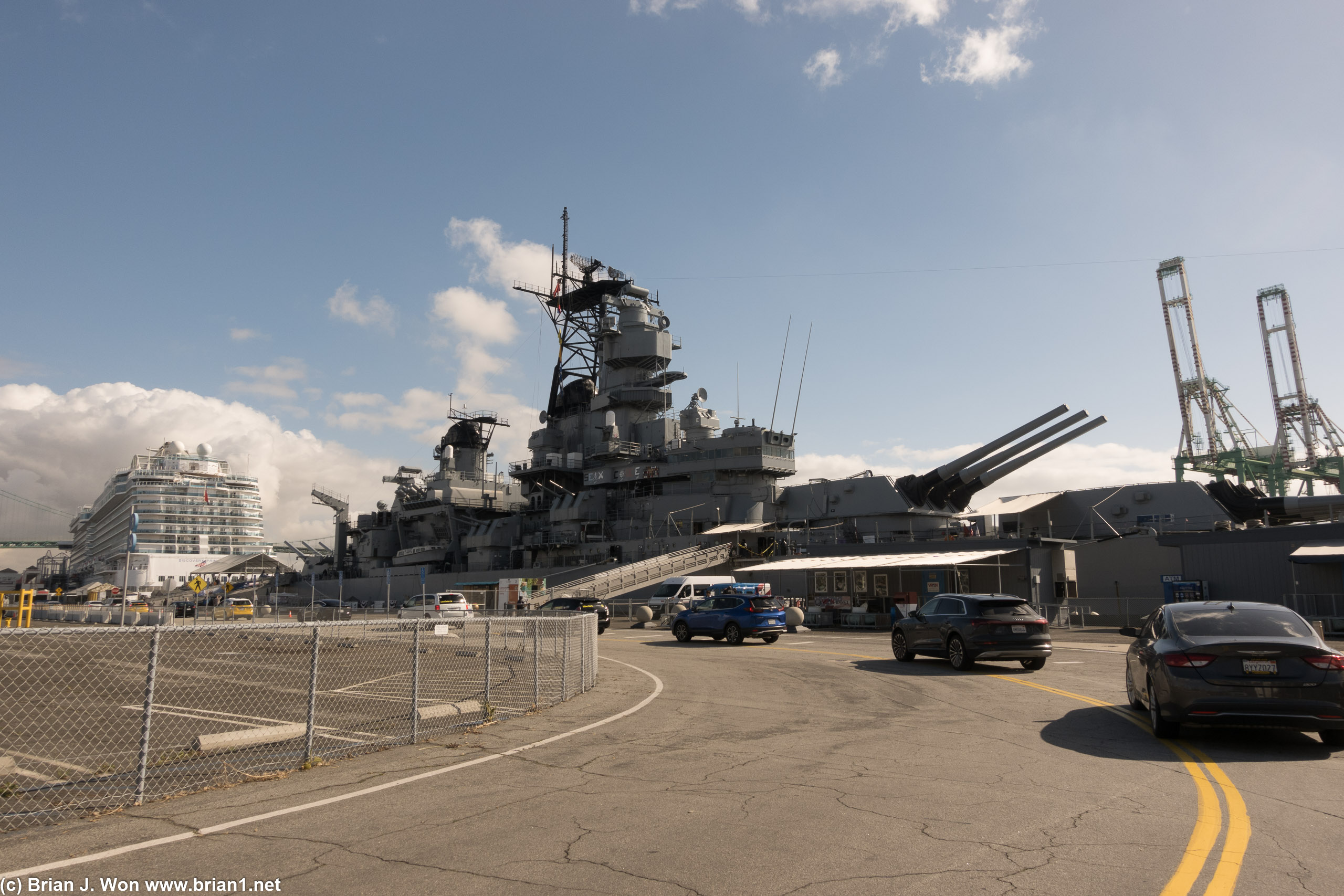 Cruise ships can be 4x or 5x the size of the USS Iowa, but they still don't compare in presence.