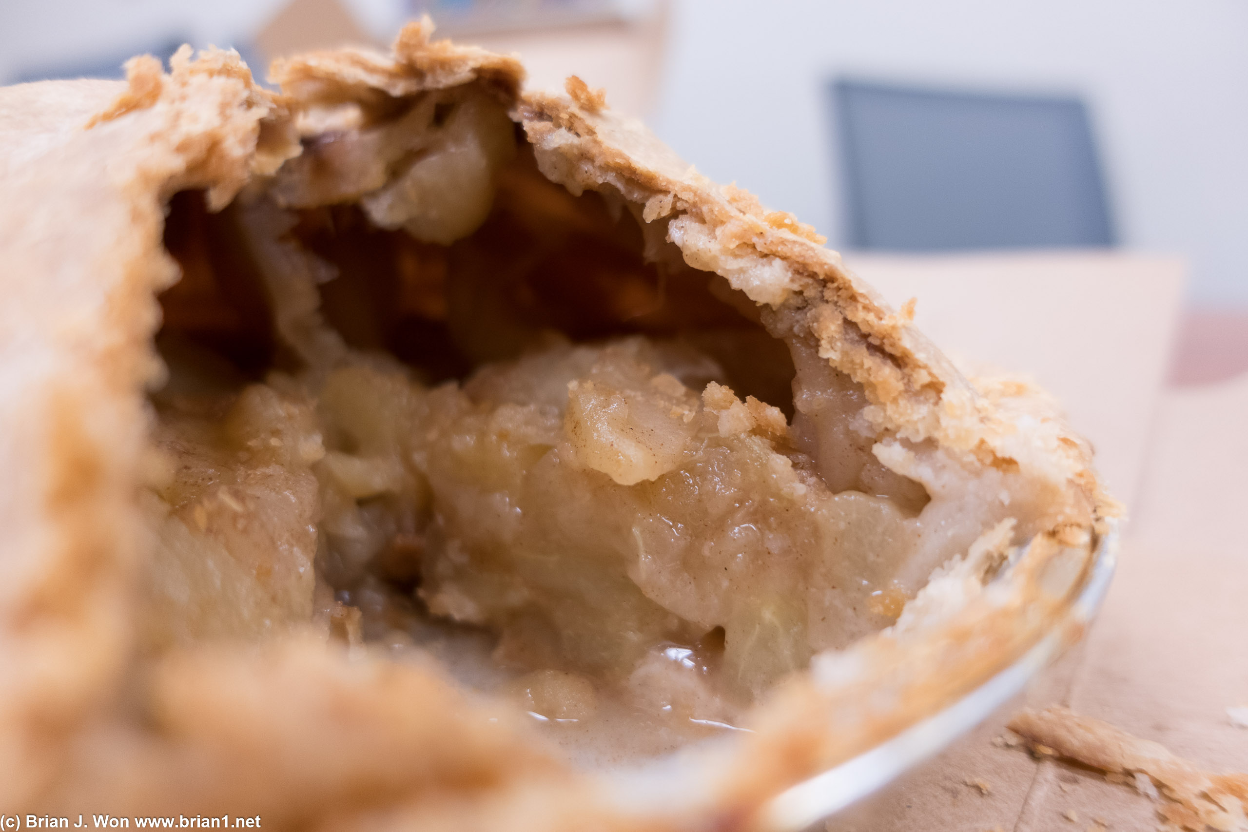 Cross-section of the apple pie.