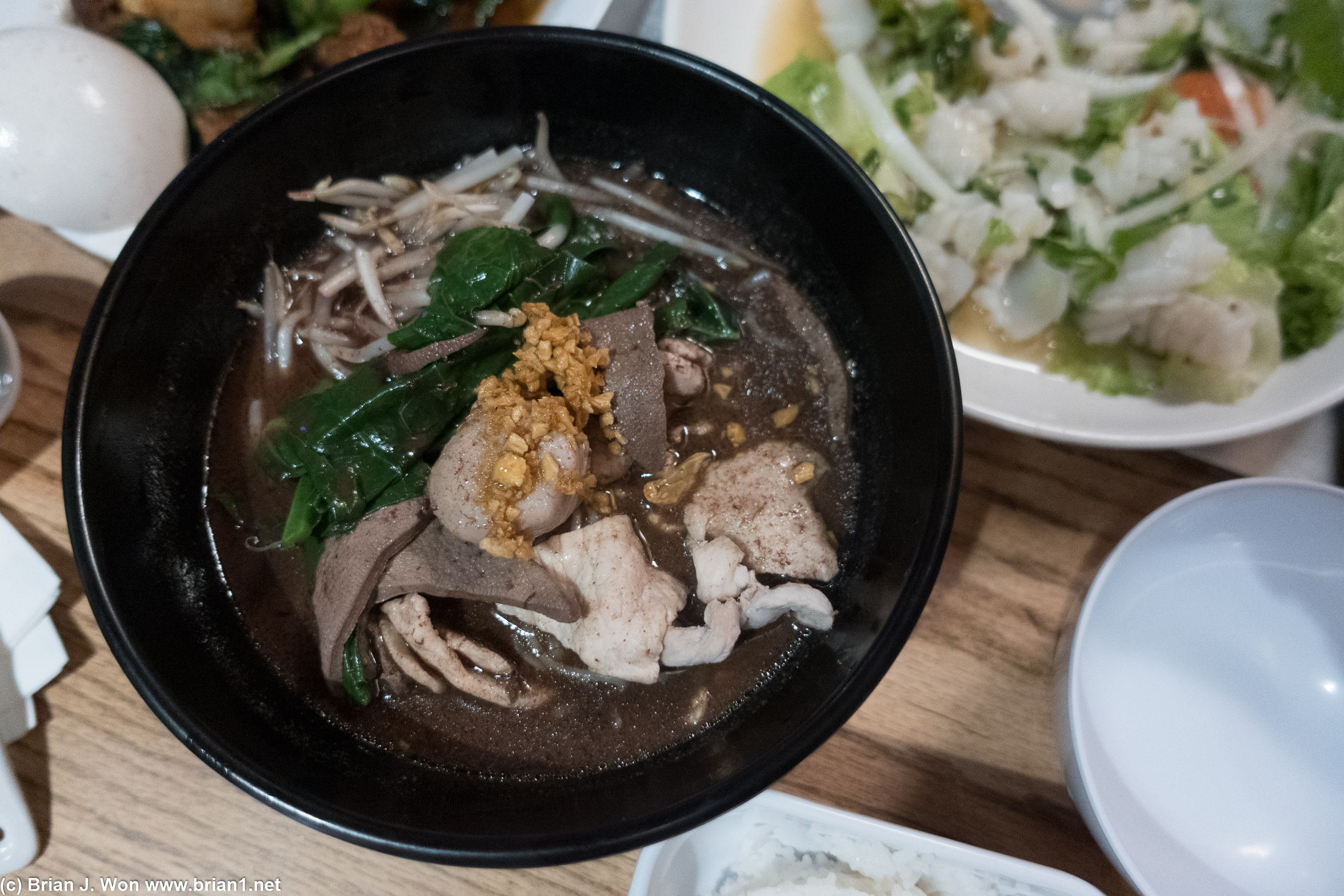 Boat noodles with beef.