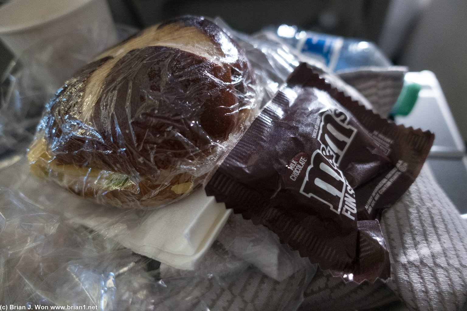 Forgot to photograph the mid-flight snack. Some sort of sandwich.