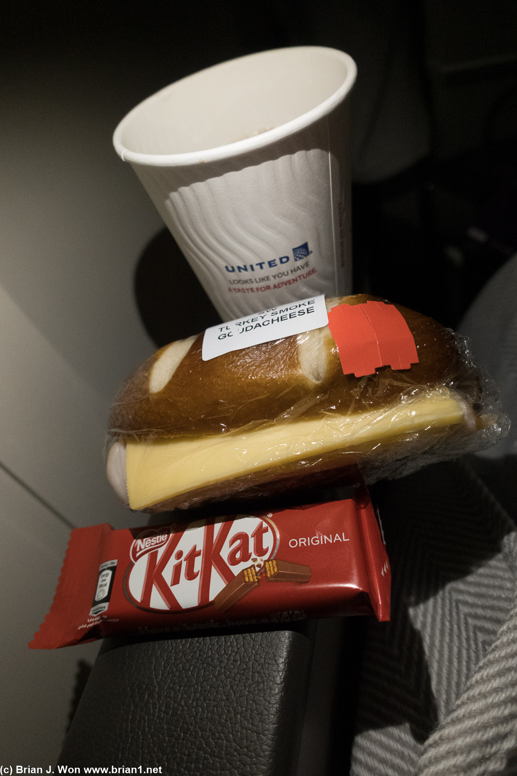 Mid-flight snack is slightly more appetizing than yesterday's.