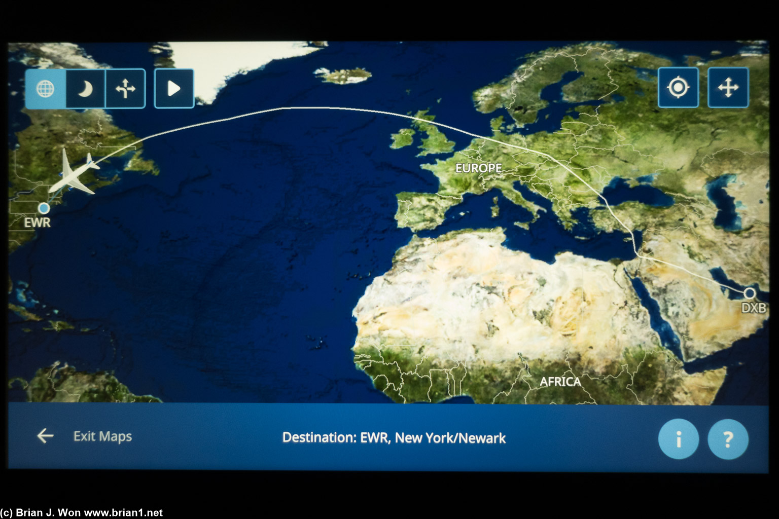 Almost done wiht the 6861 mile (great circle route) flight-- 7,213 miles actual.
