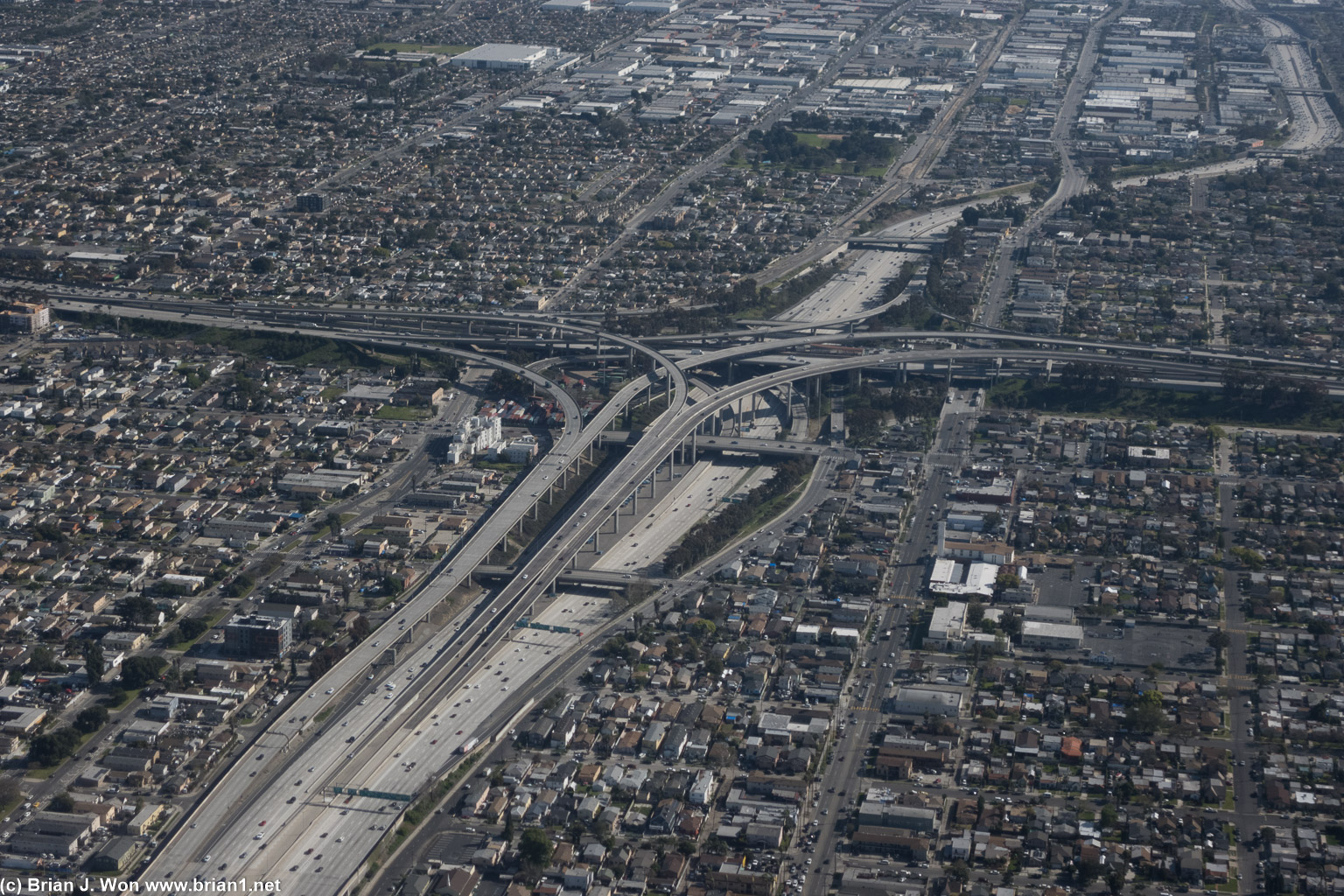 Close-up of I-105/I-110 interchange.