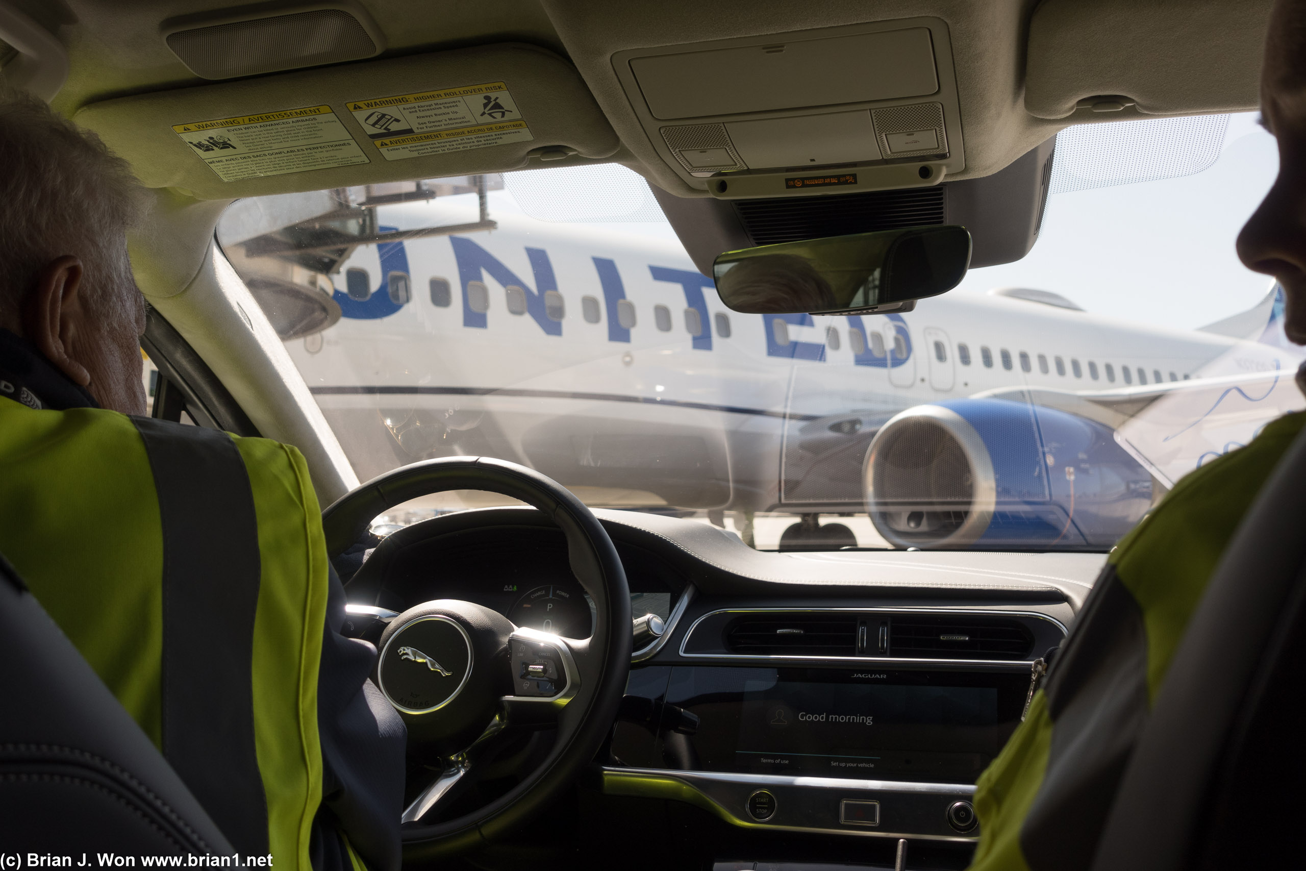 Inside United Airlines Global Services Jaguar I-PACE.