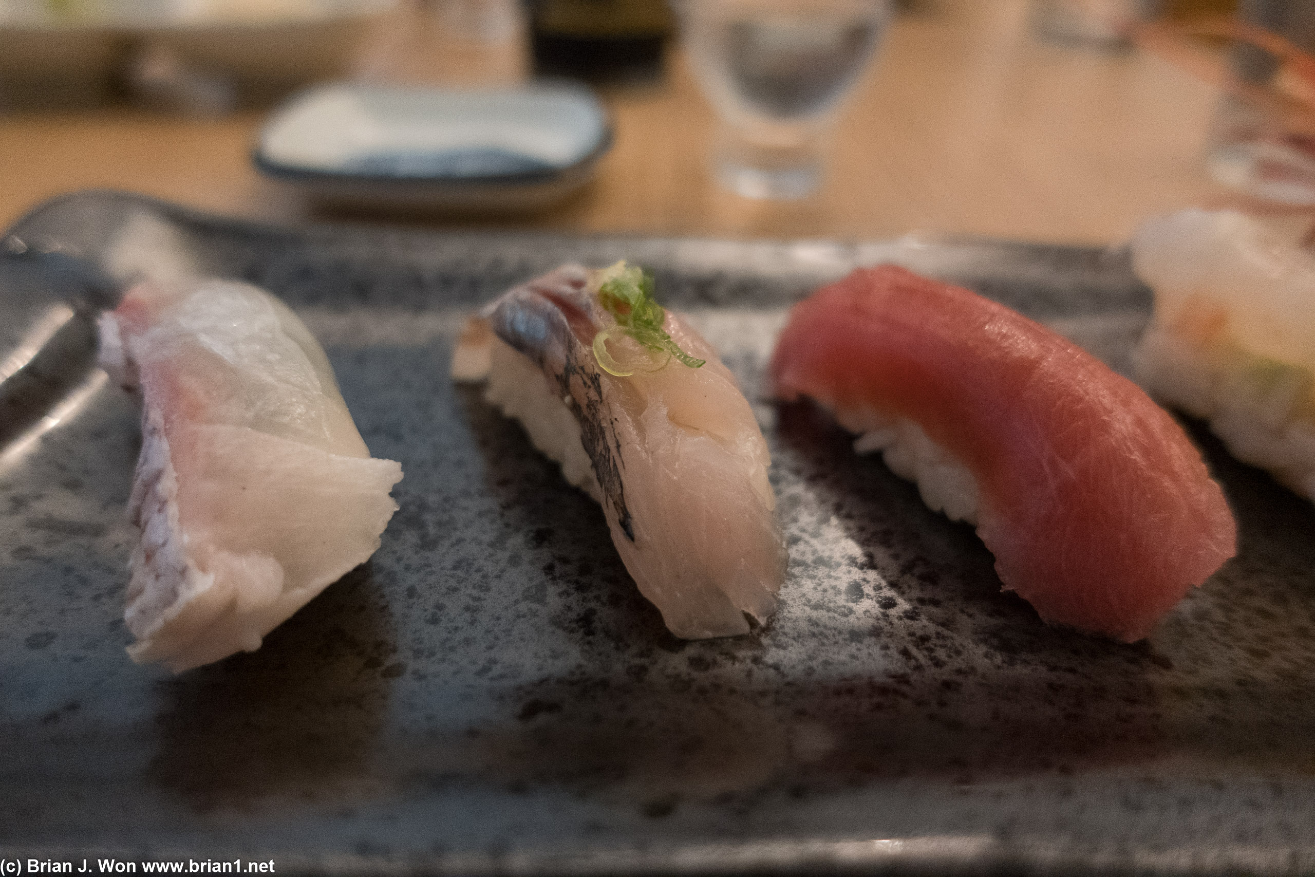 Madai, saba, maguro.