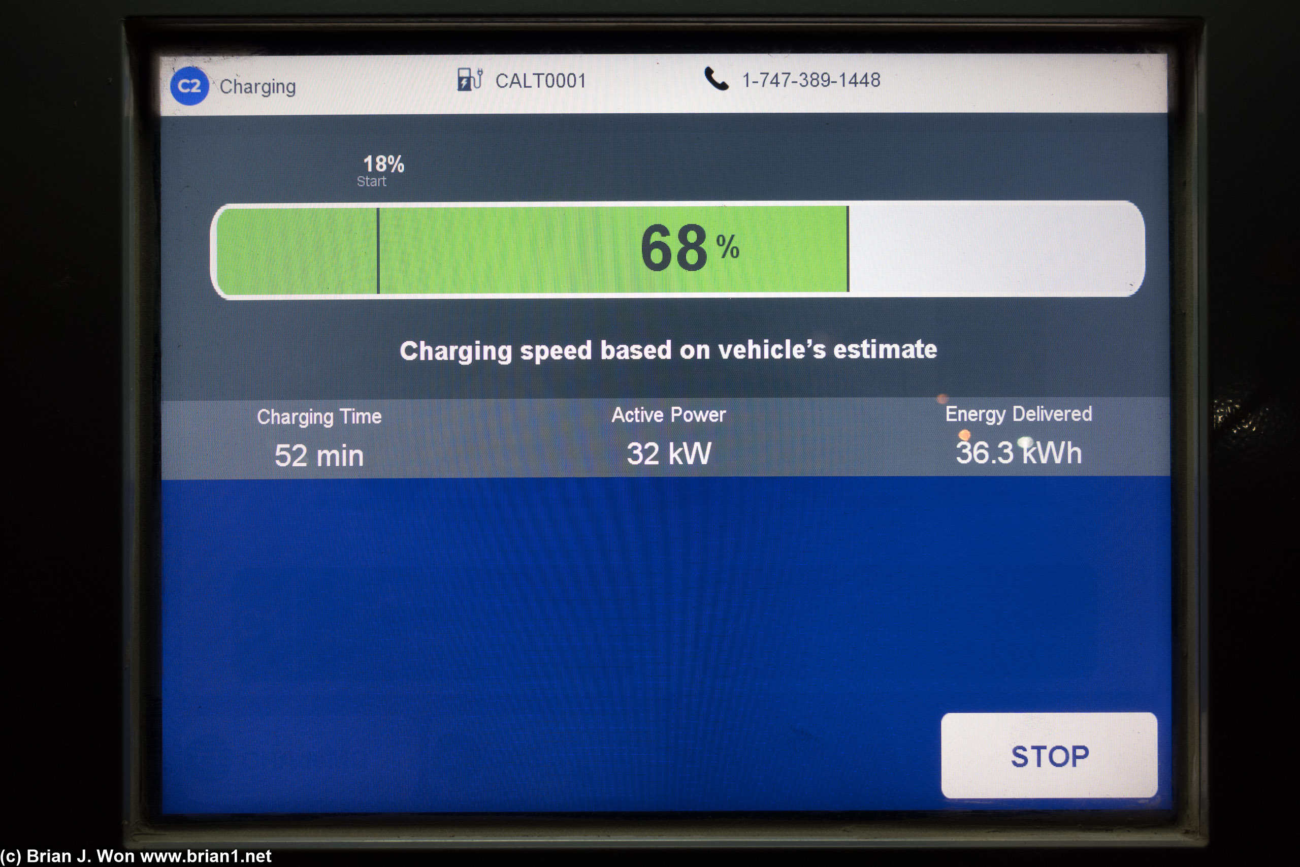 52 minutes to go from 18% to 68% charge, 36 kWh delivered.
