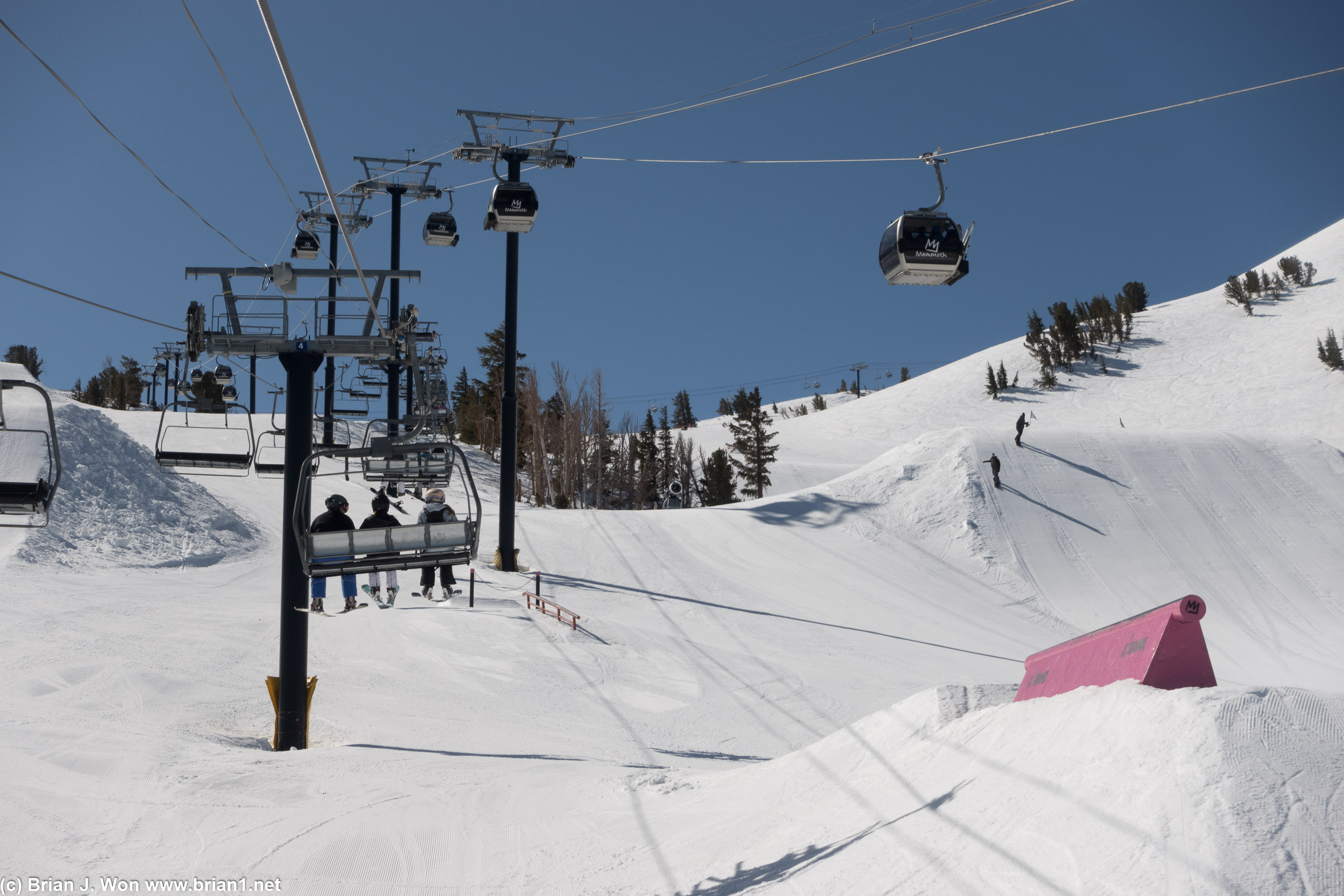 Unbound Express, Panorama Gondola, and the main terrain park below.