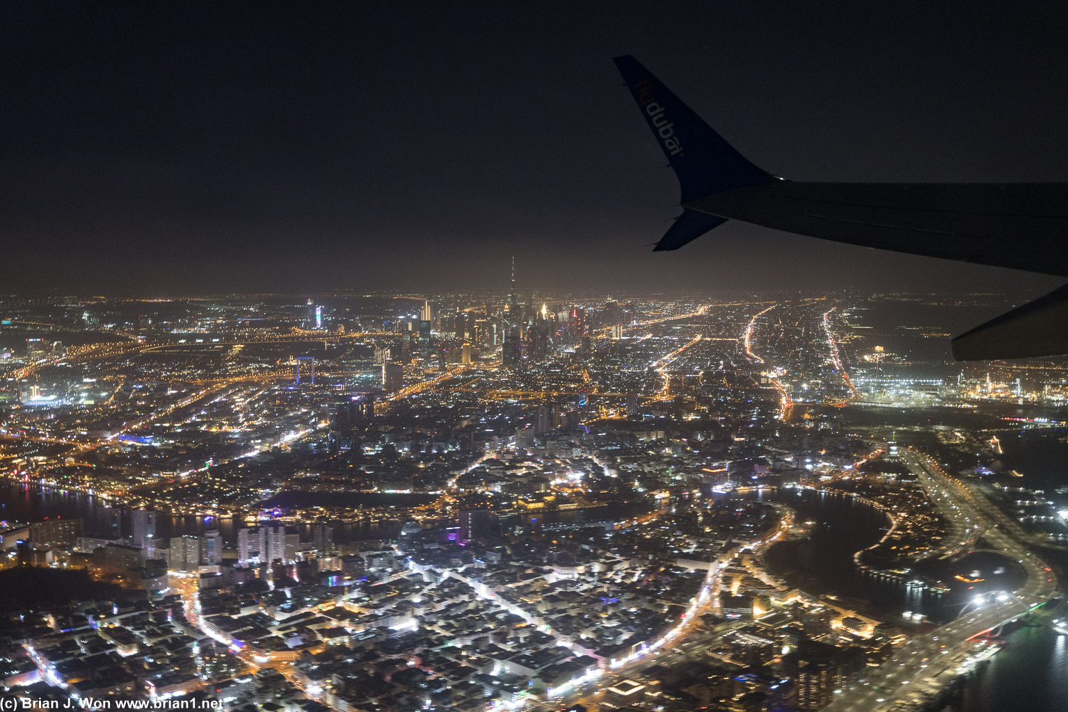 Central Dubai visible just after take-off.