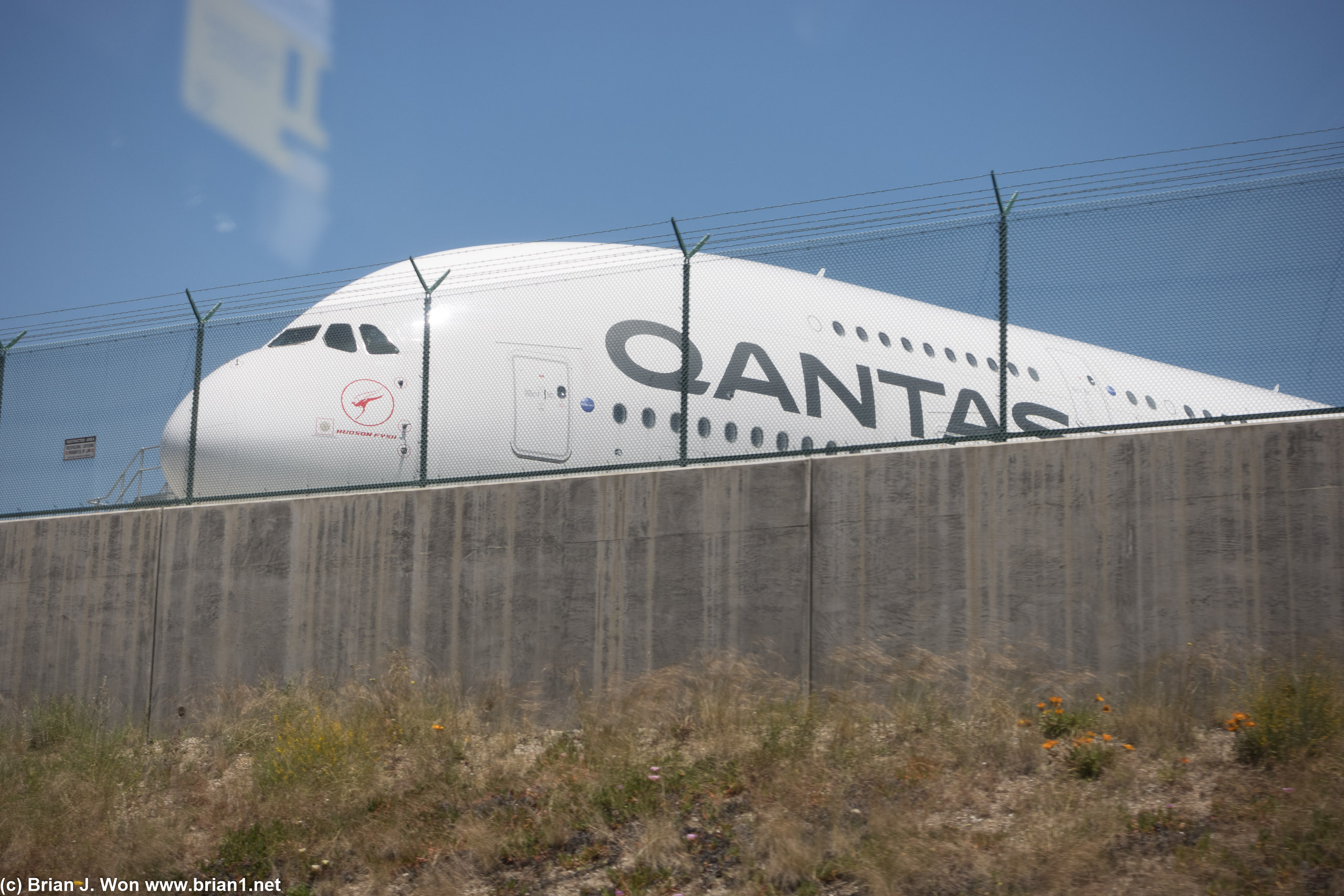 Qantas Airbus A380-800 parked at LAX.