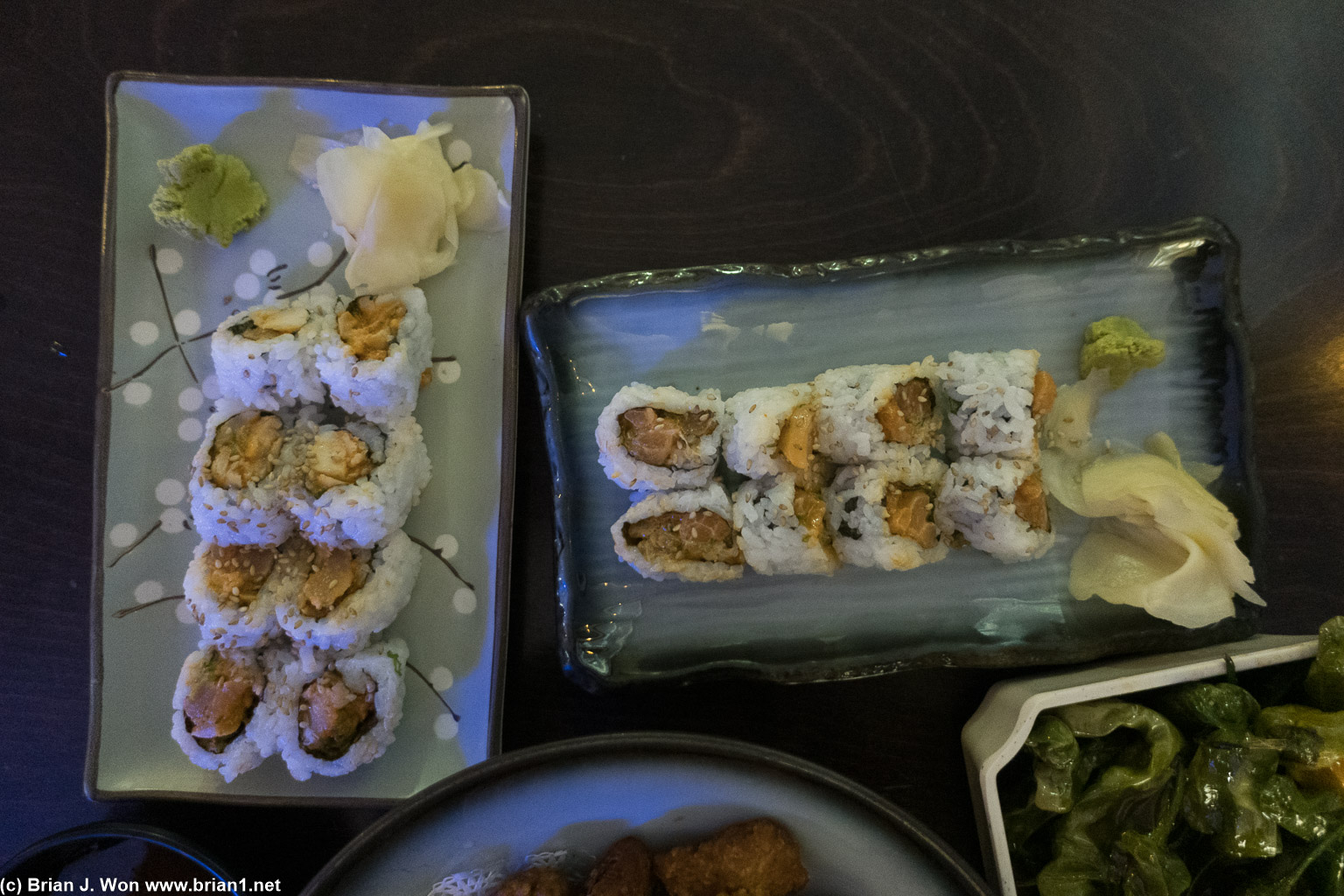 Spicy albacore and spicy salmon rolls were a little small.