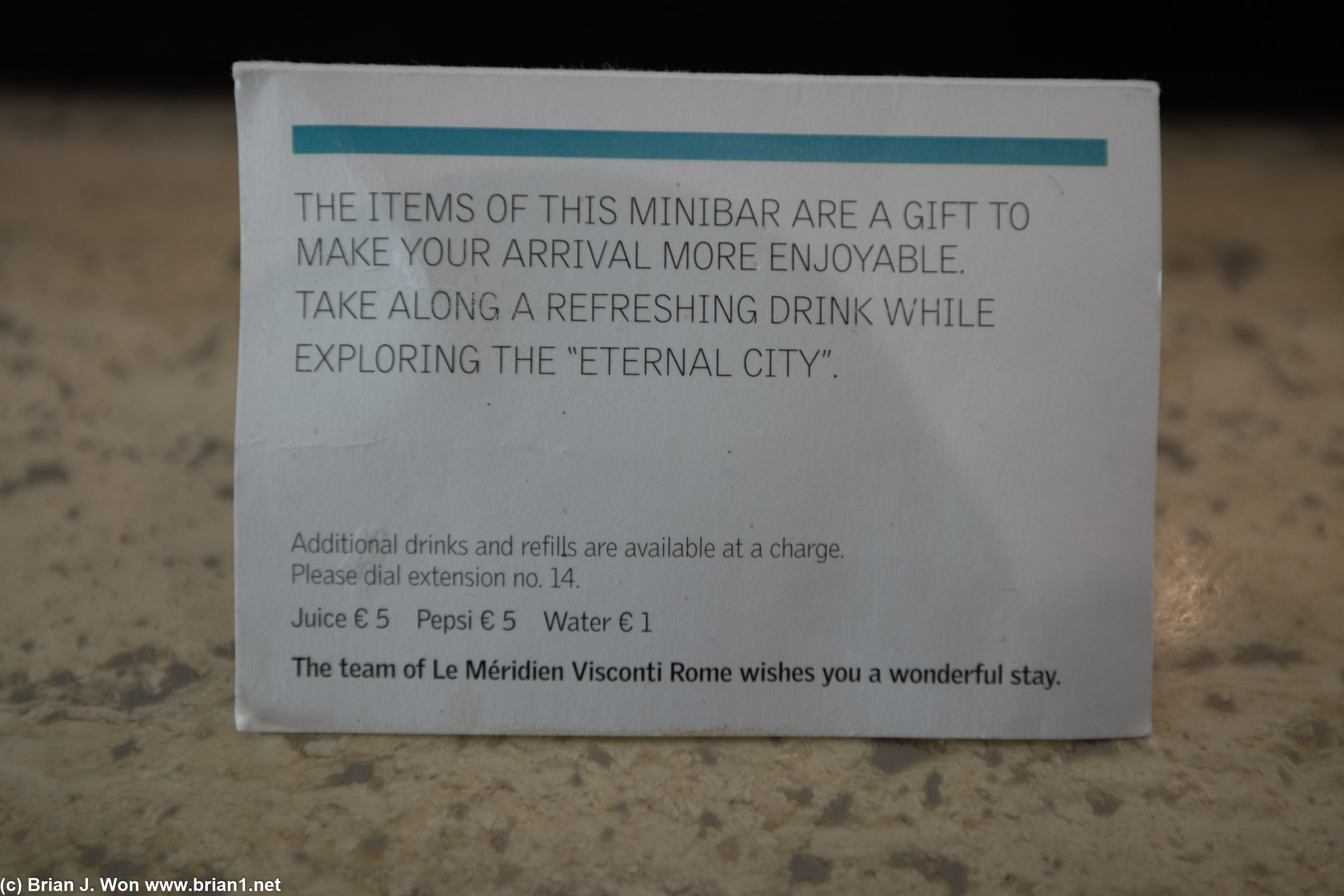 Minibar is free?? (at least for the first round)