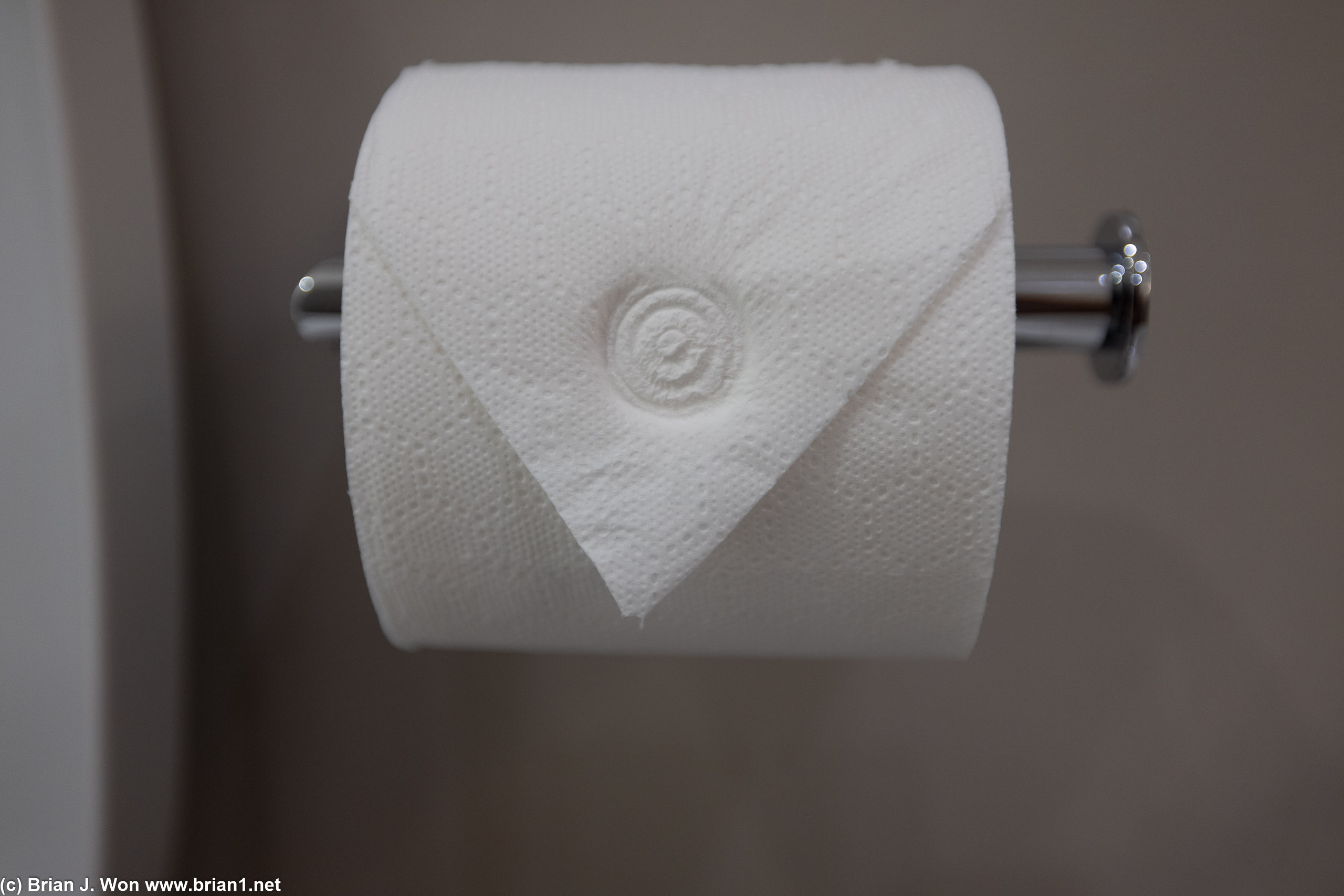 They stamp/press the toilet paper?