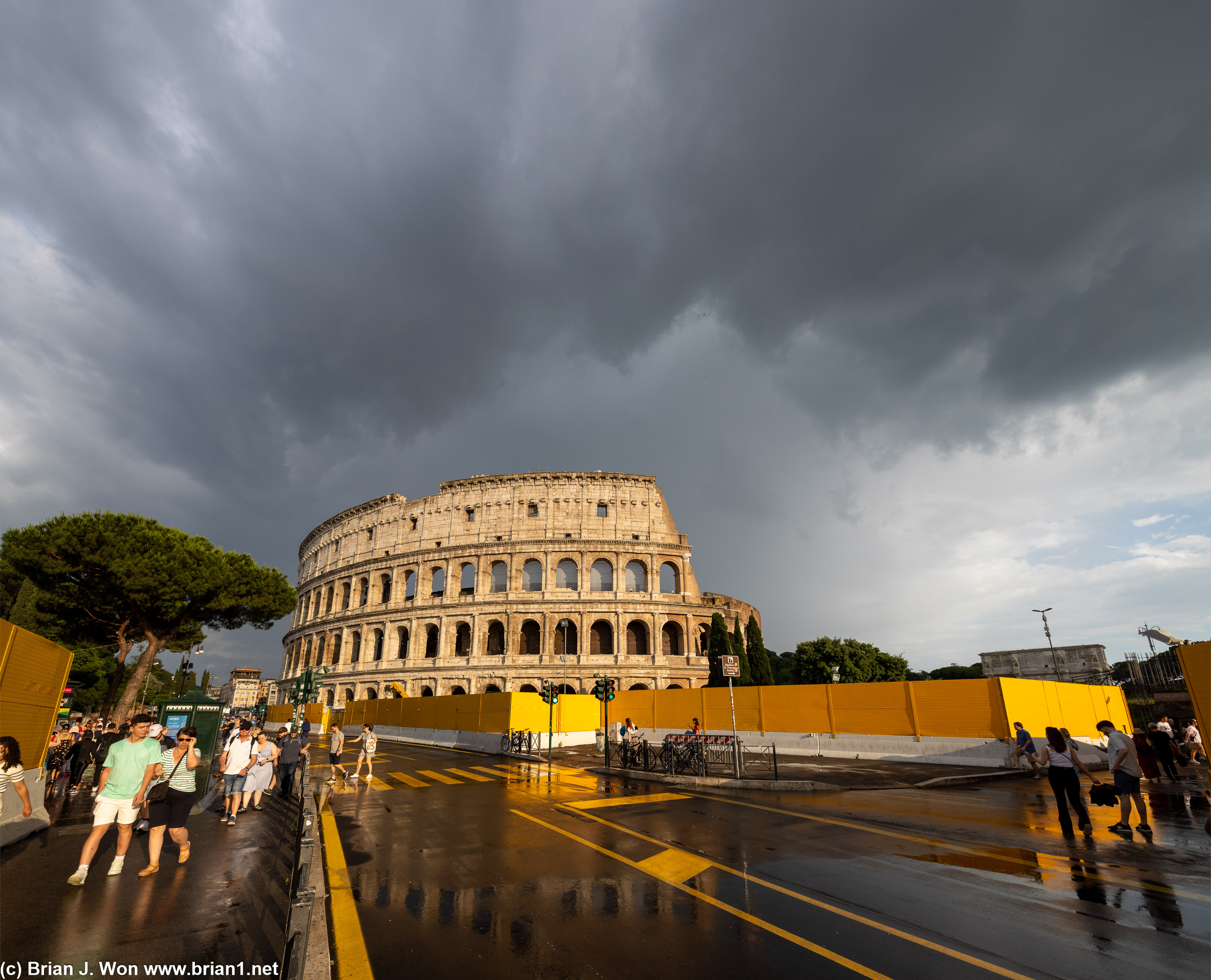 The Colosseum during a break in the rain.