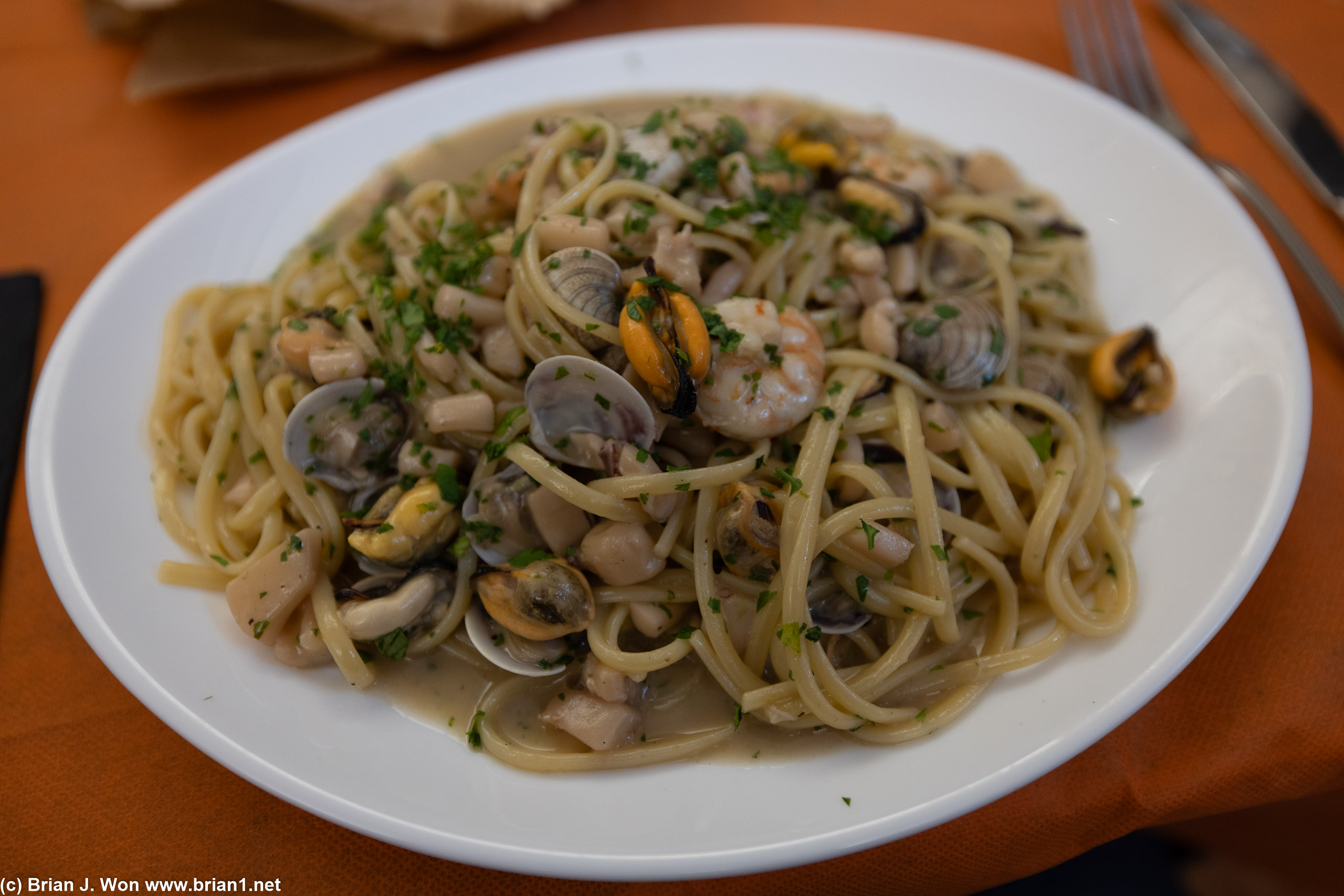 Seafood linguine was mostly butter.