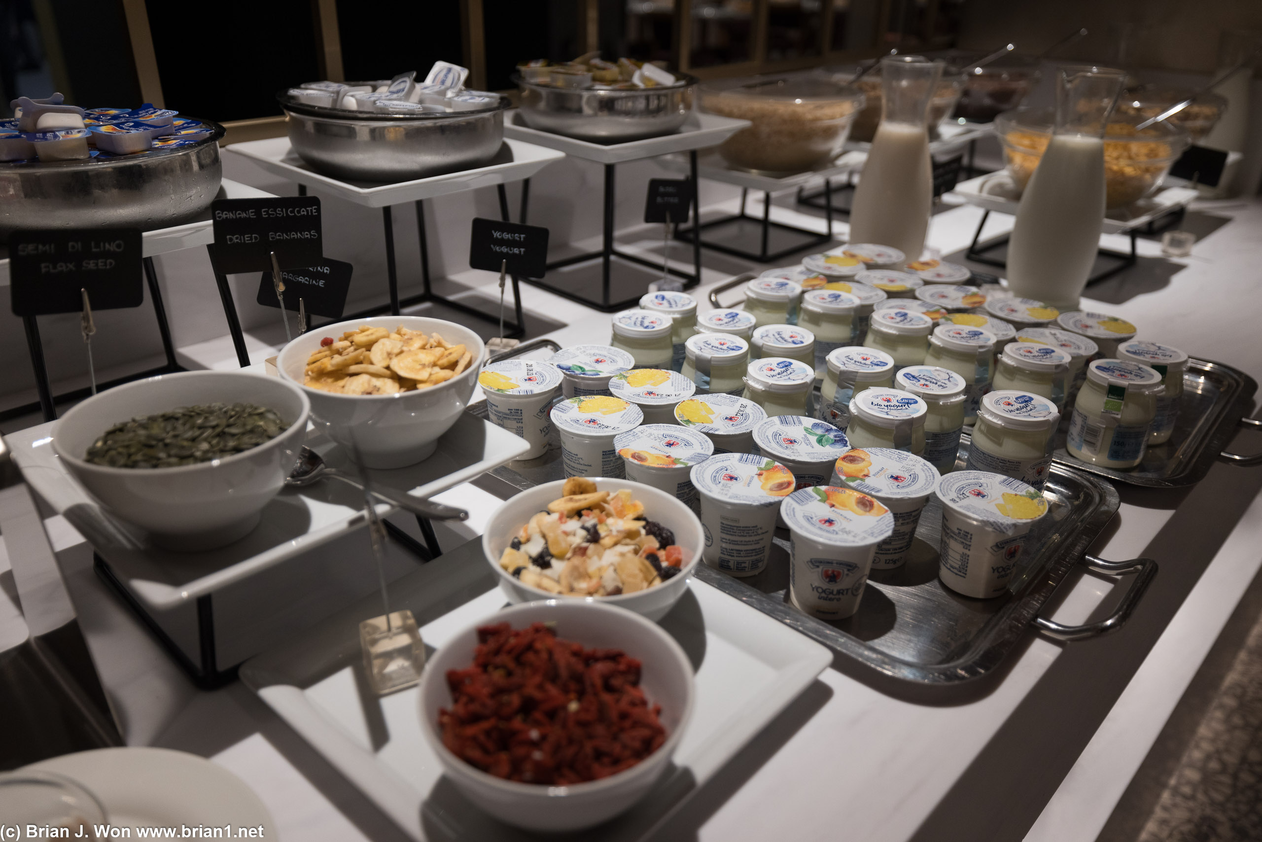 Yogurts and dried fruits.