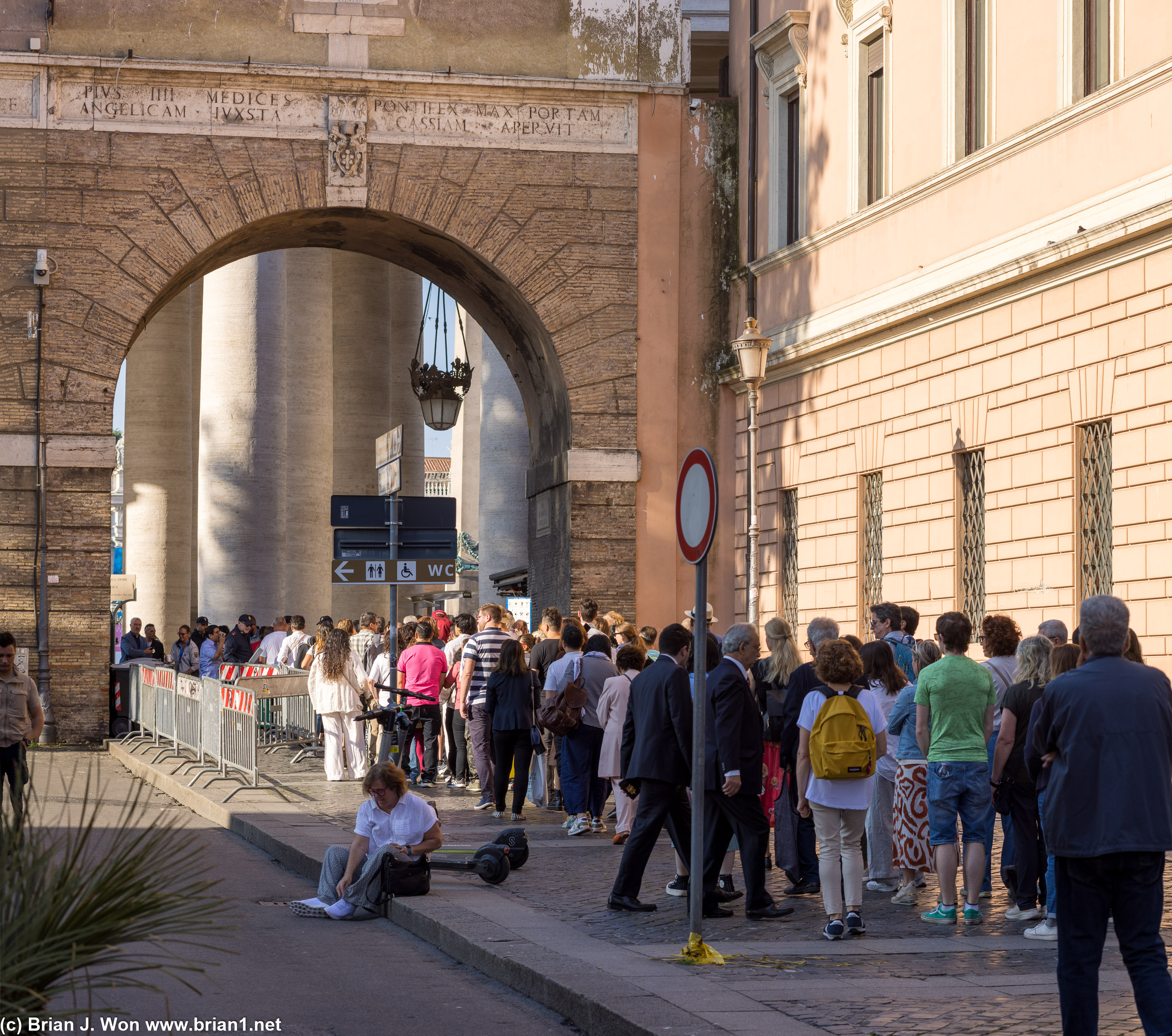 Long lines for Sunday mass.