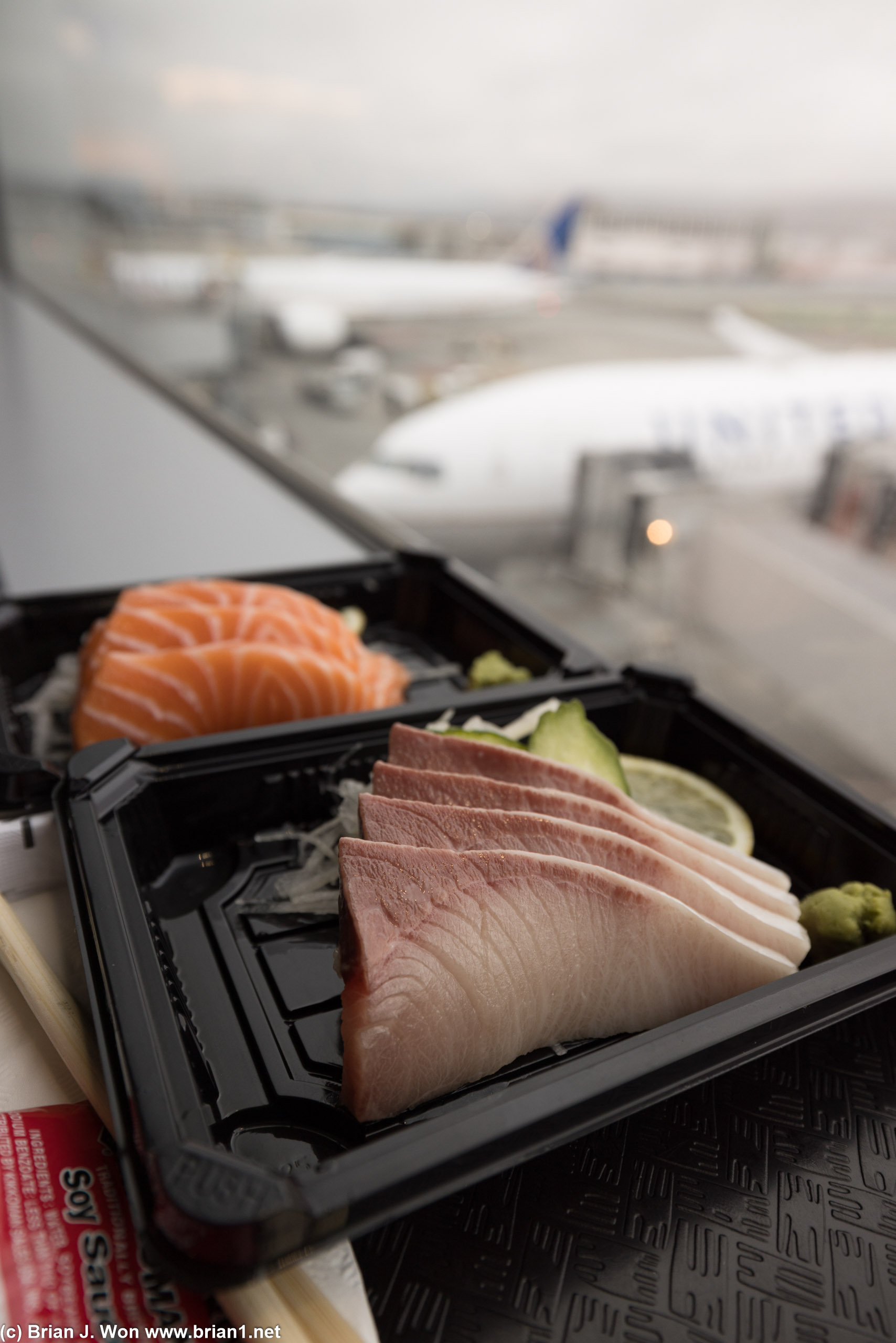 Sashimi and airplane watching at FCO.