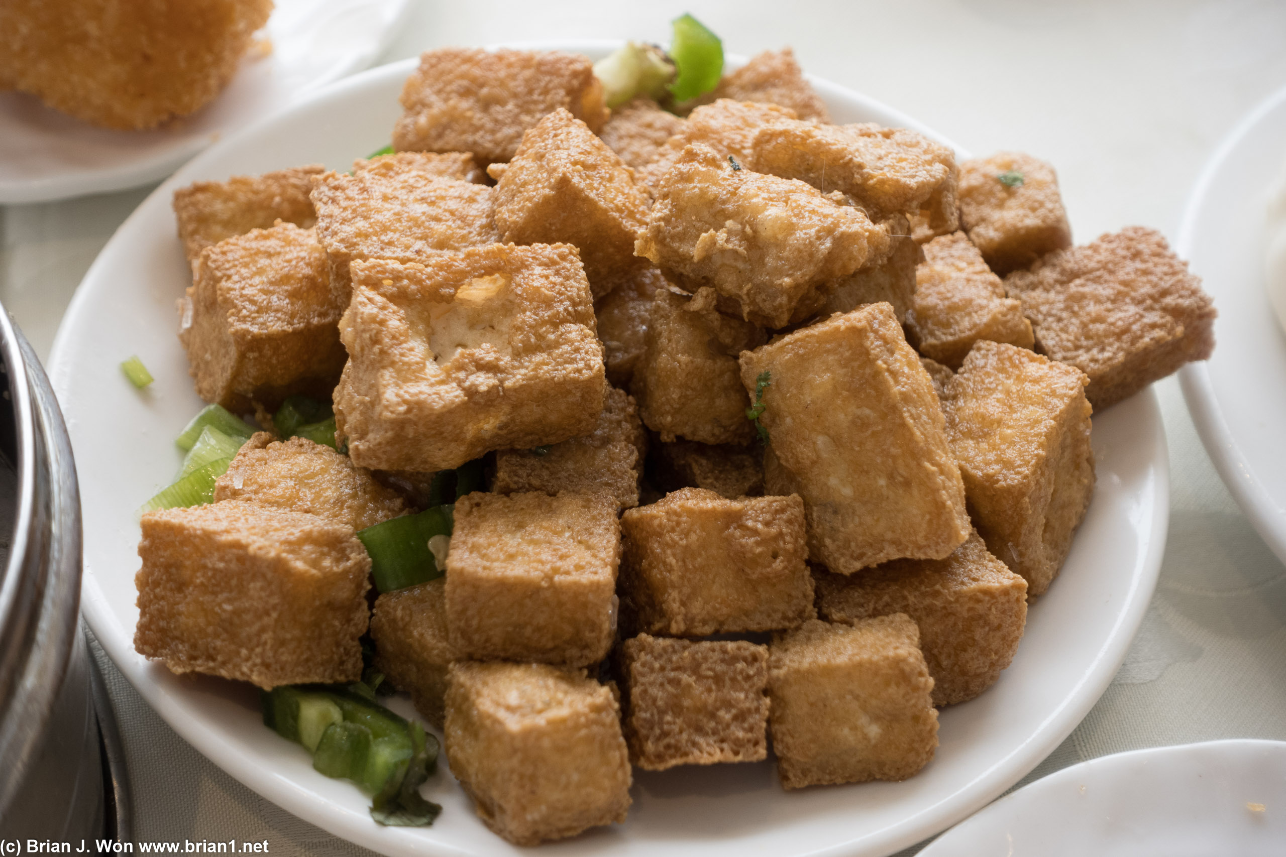 Deep fried tofu was so deep fried it was almost missing the tofu.