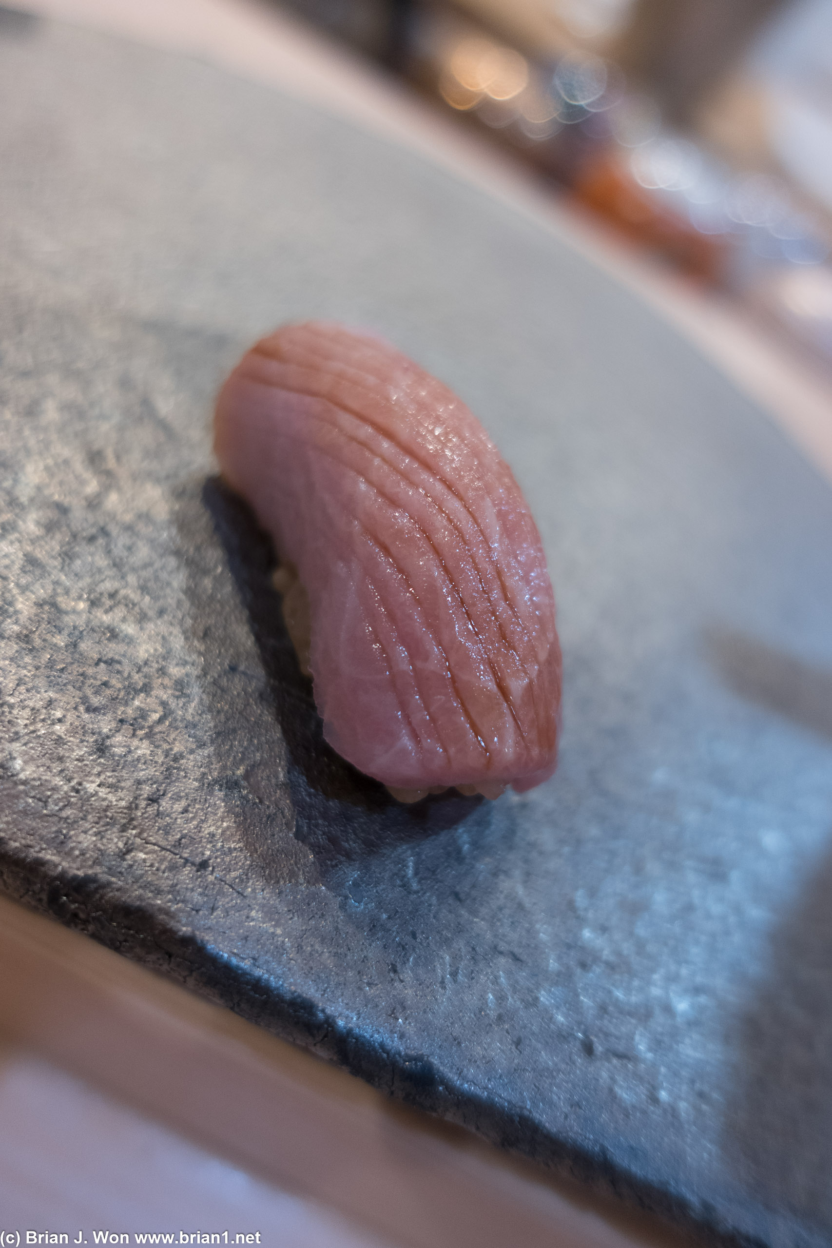 Otoro, warmed slightly on a warm plate before serving.