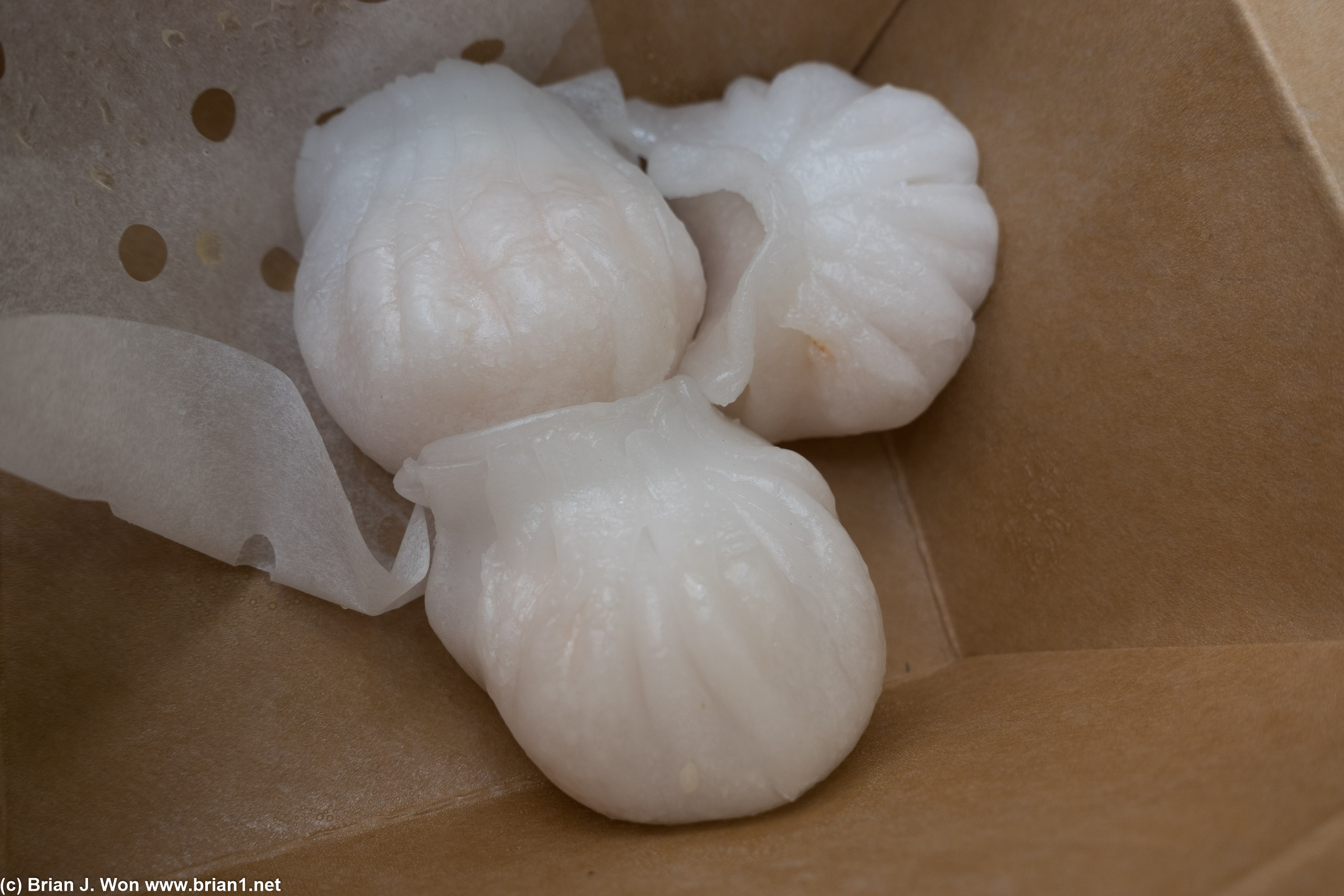 Har gow. Skins way too thick, flavor was acceptable.