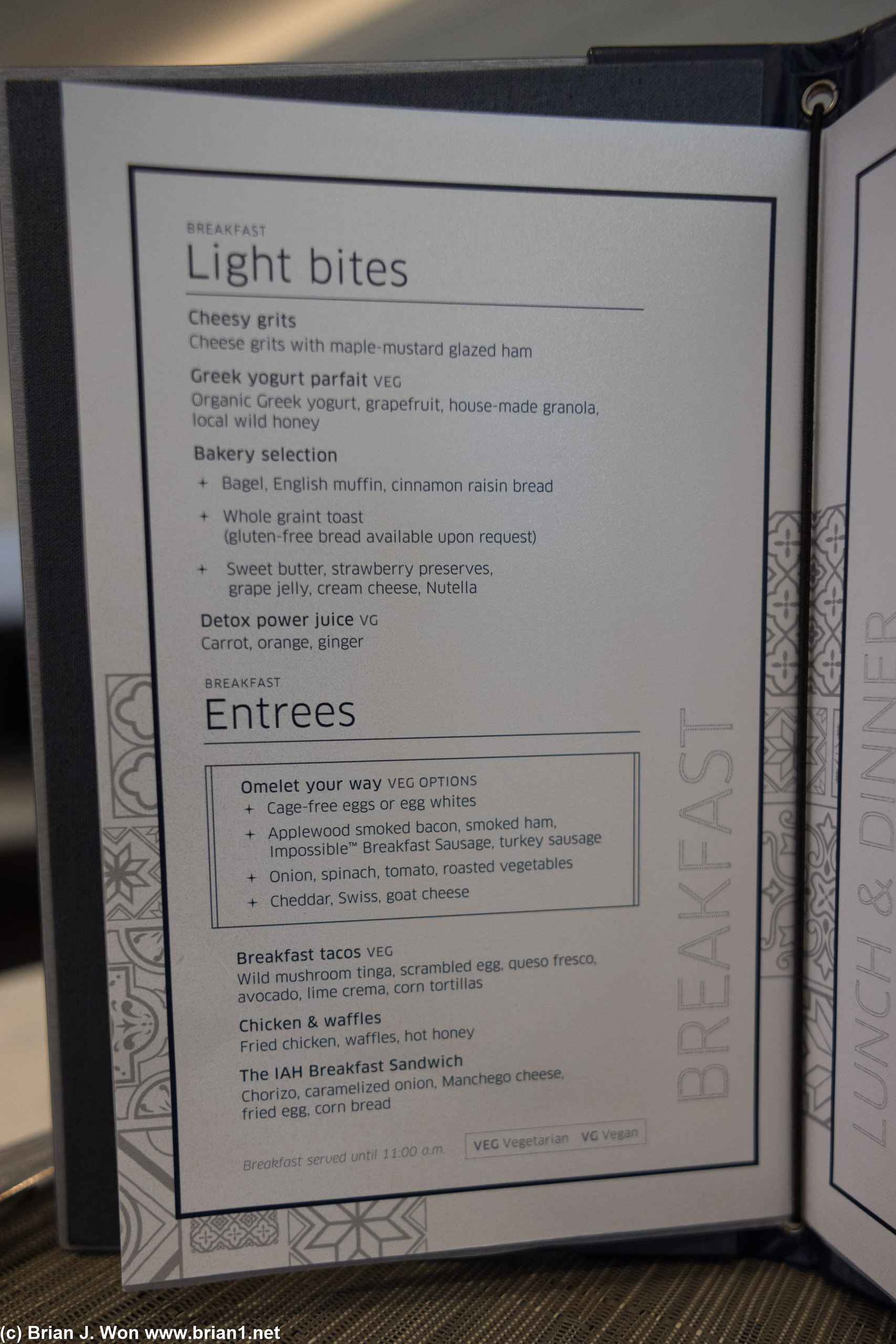 Menu at Polaris Dining Room at IAH.