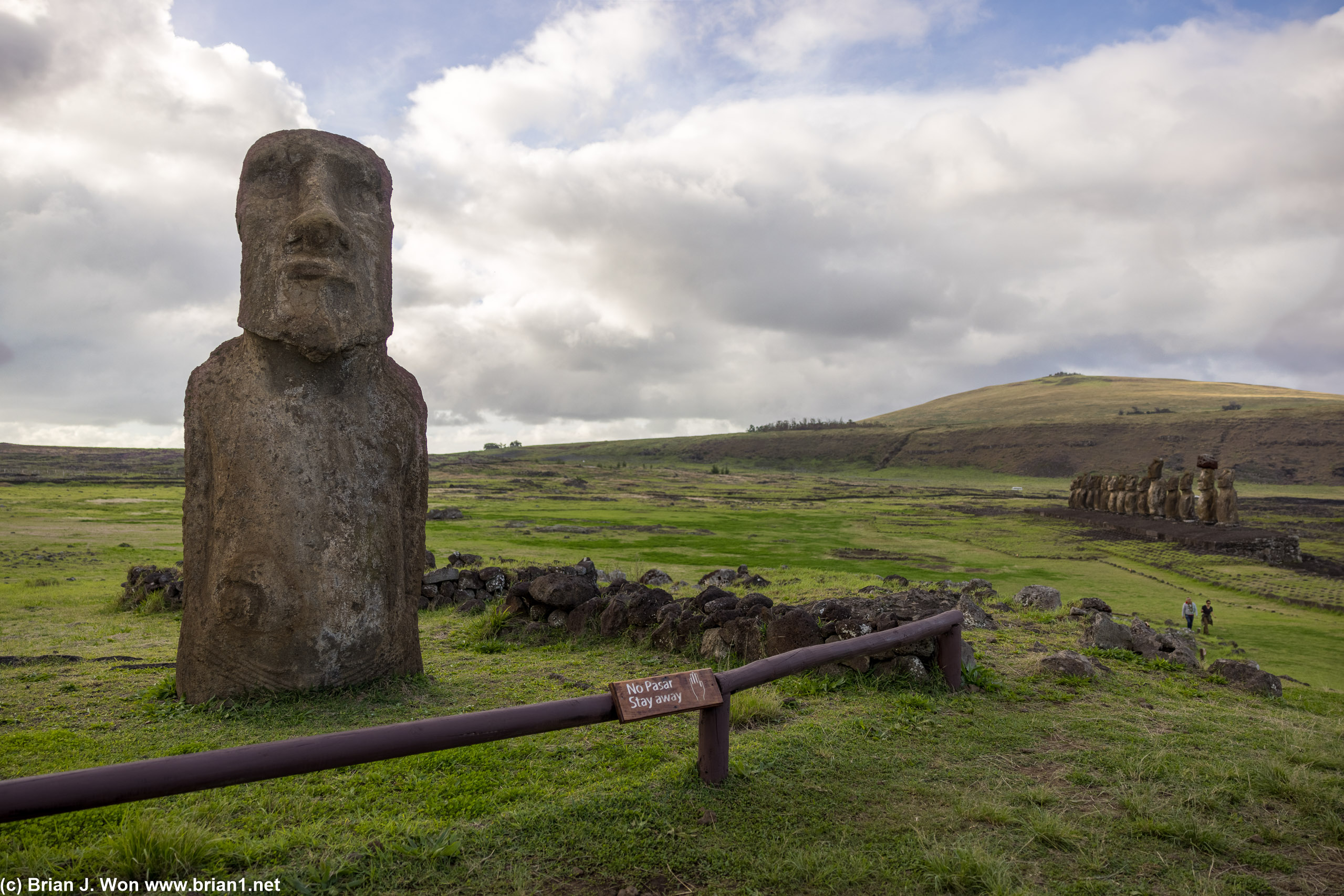Smaller moai greets you at the entrance to Ahu Tongariki.