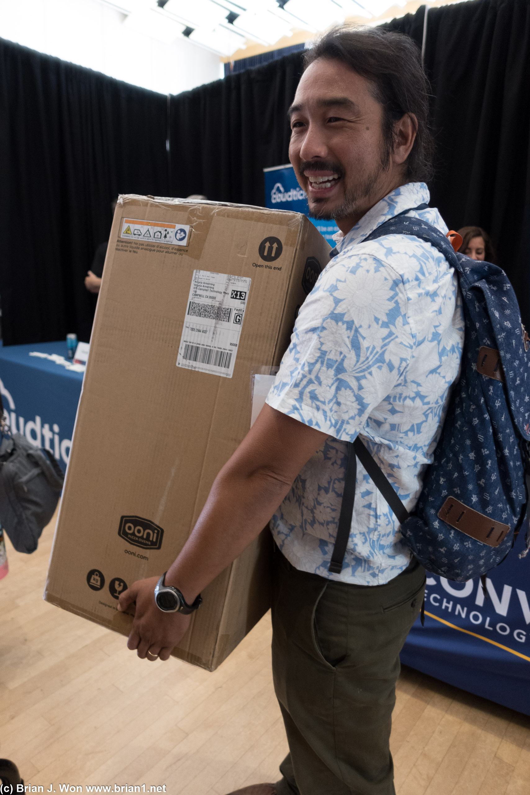 Travis won a pizza oven-- and then had to schlep it back on BART.