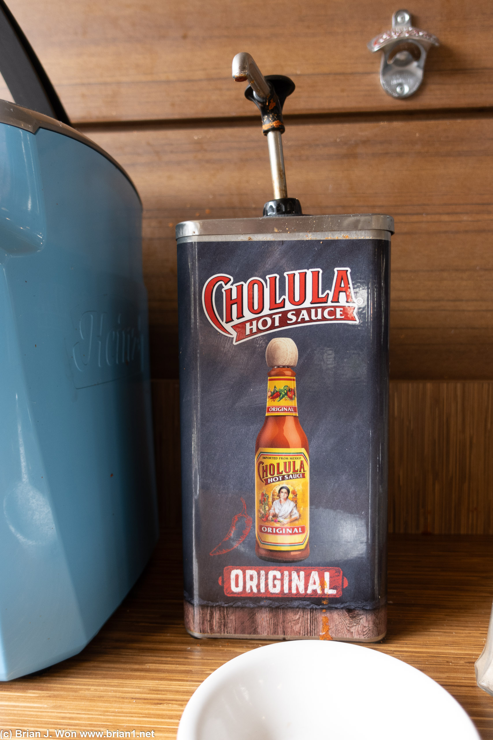 Cholula hot sauce dispenser (!).