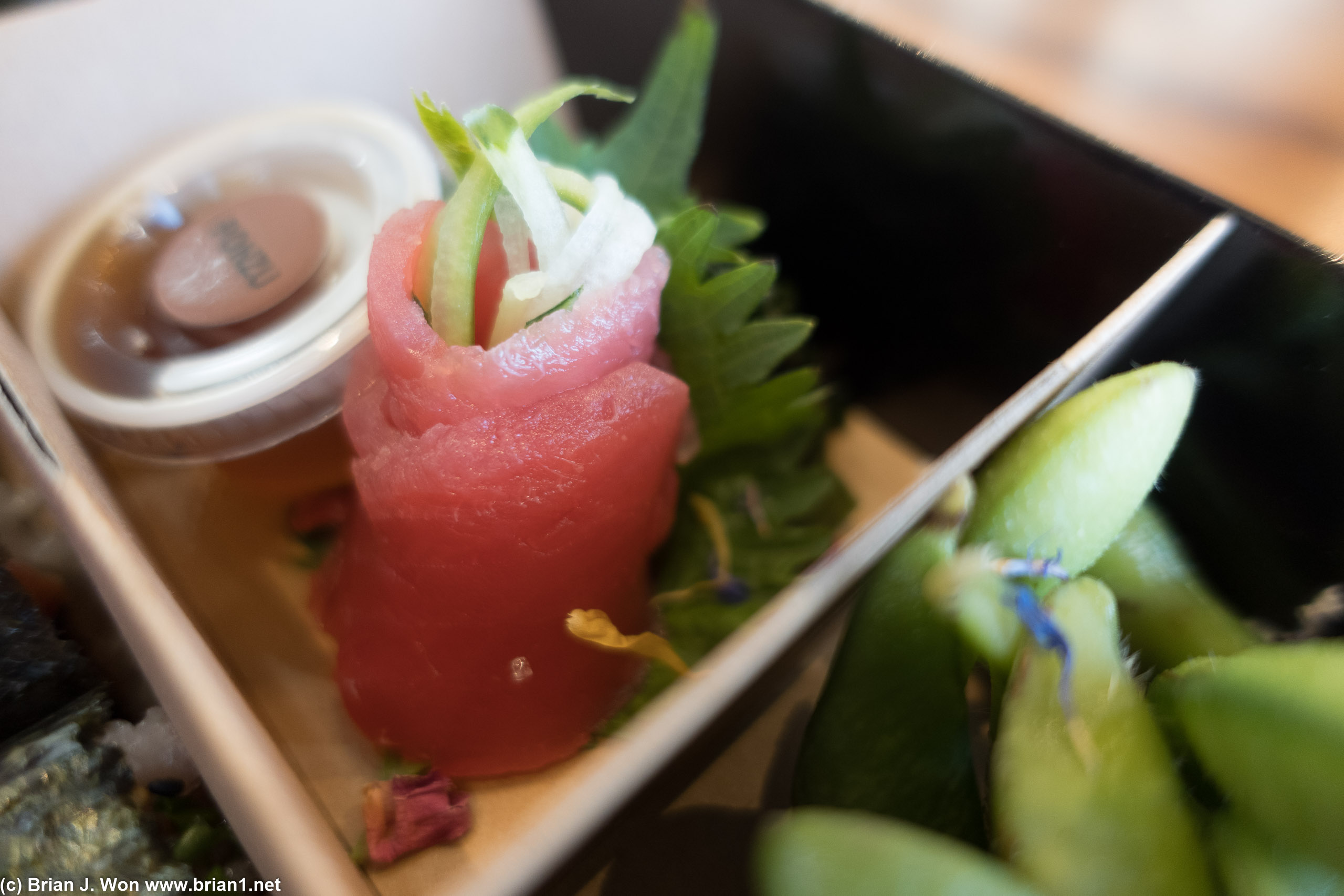 Tuna sashimi. Pretty but not much of an add.