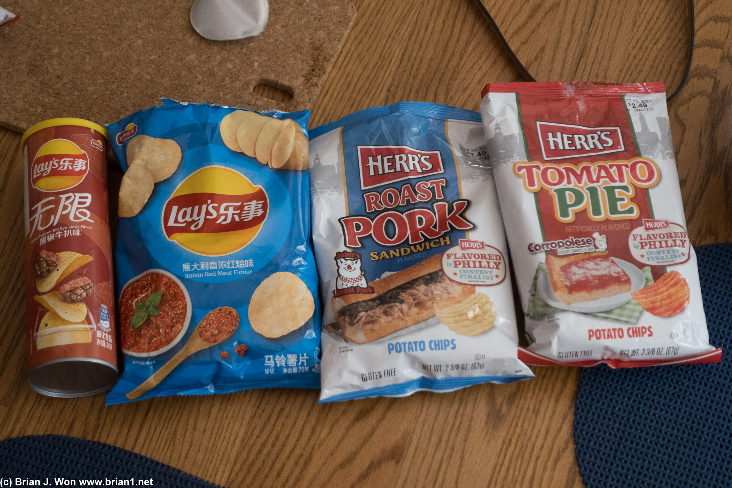 Plus Herr's potato chips from Pennsylvania. Tomato pie and roast pork were good.