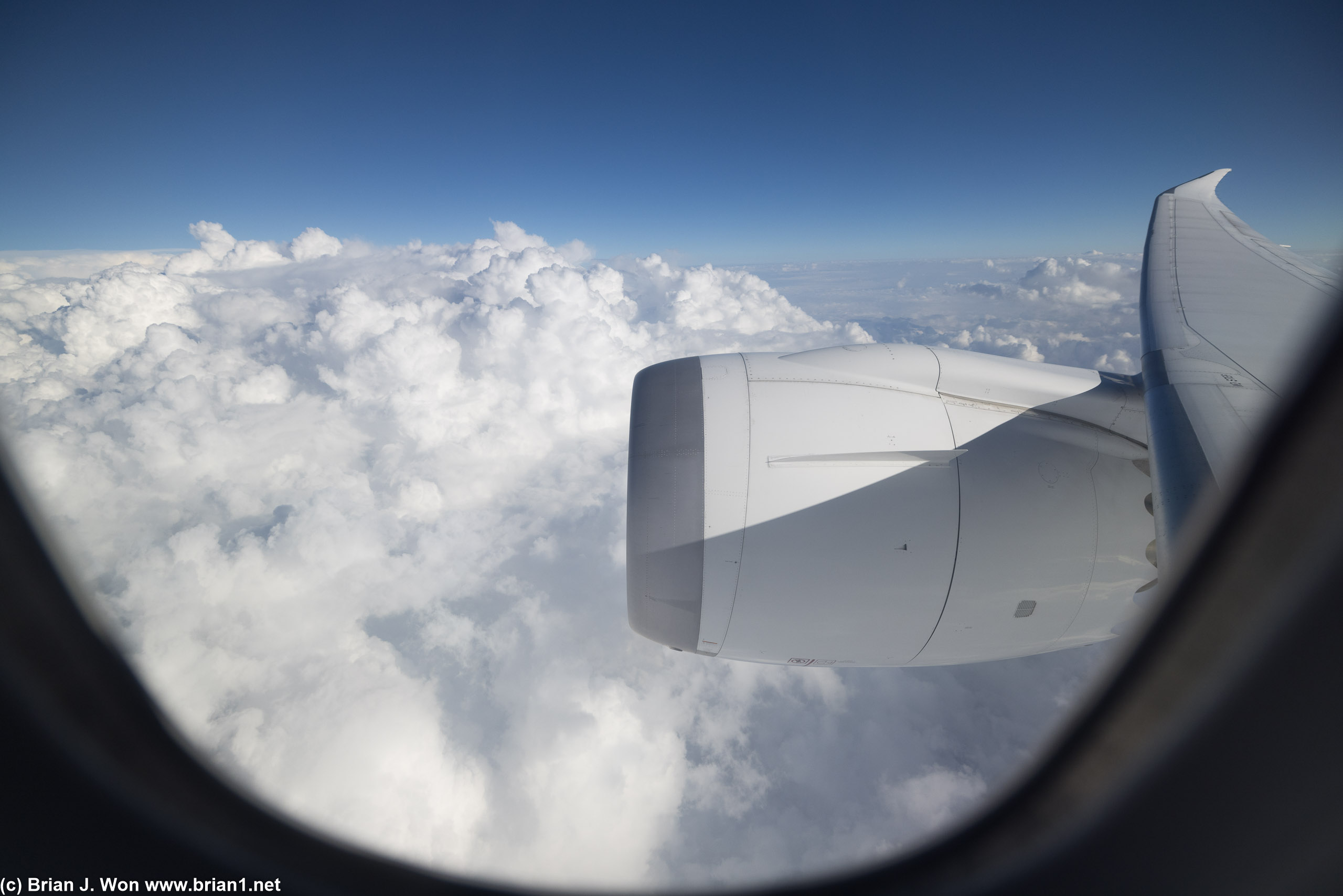 Pretty clouds and big GEnx turbofan.