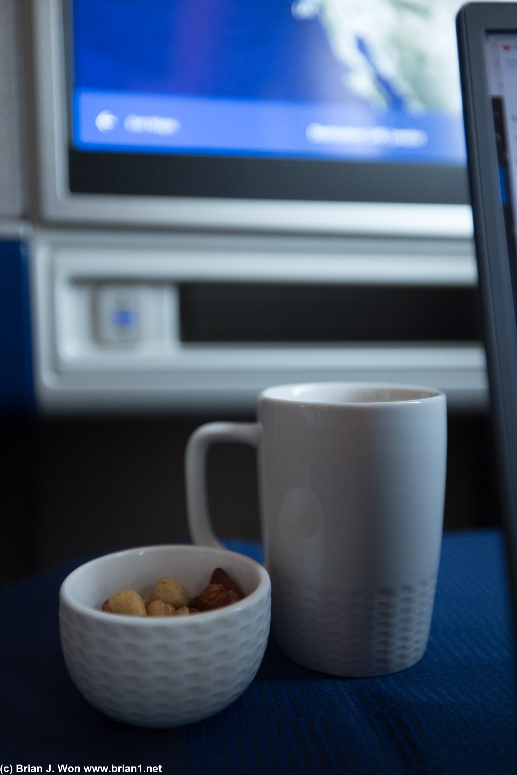 Warm nuts and hot tea.