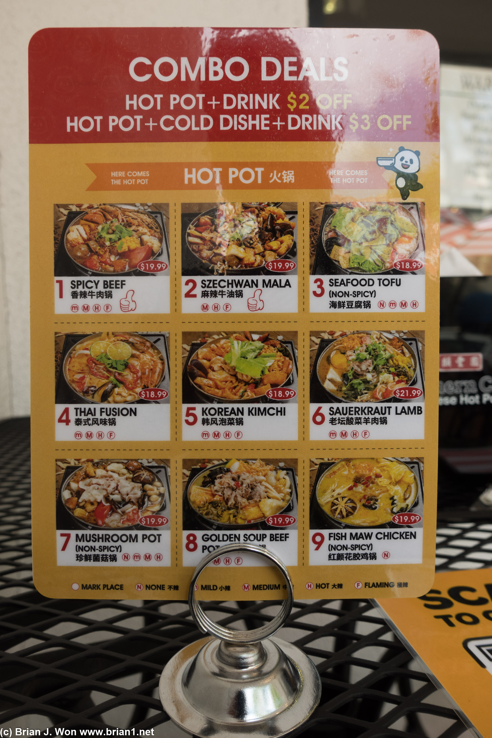 Updated menus at Northern Cafe Hot Pot.
