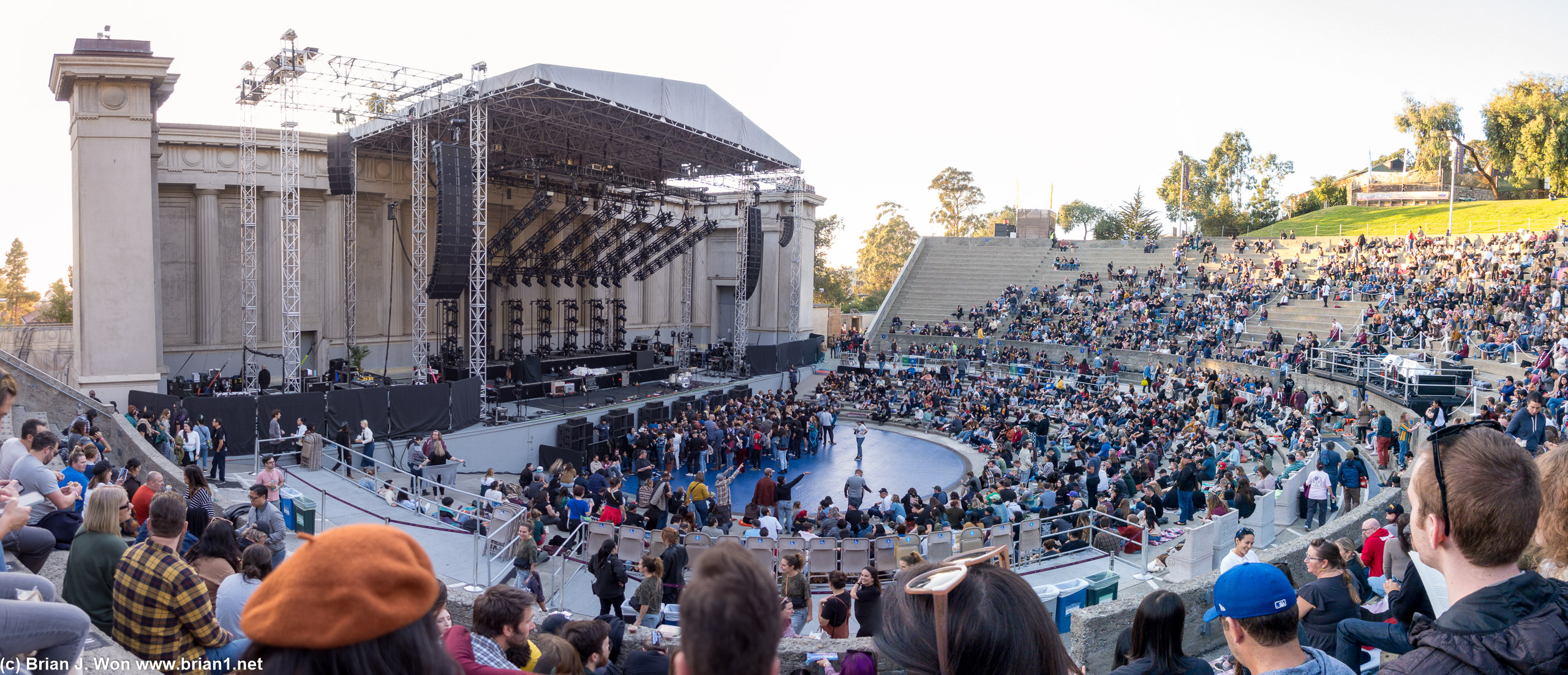 30 minutes before showtime at the Greek Theatre at UC Berkeley.