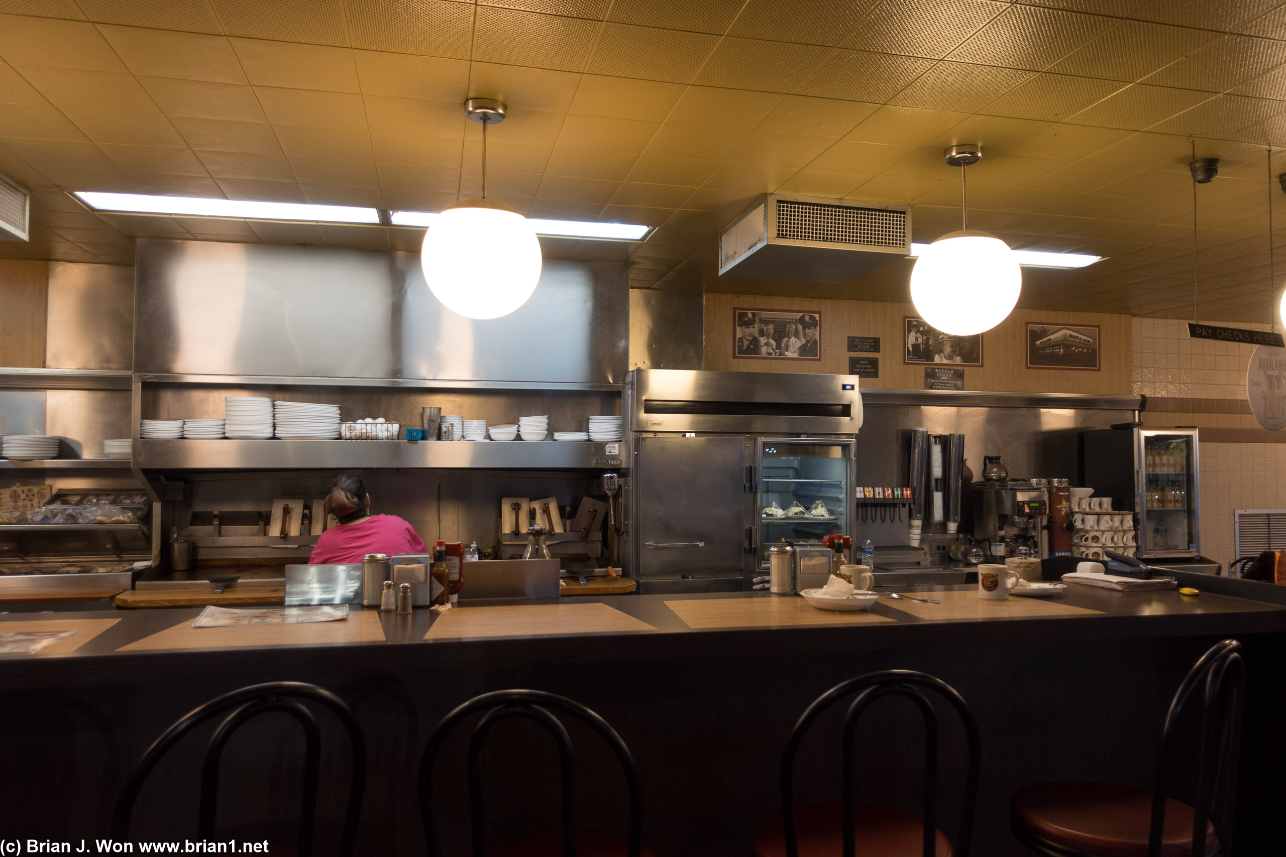Inside is stereotypical Waffle House.