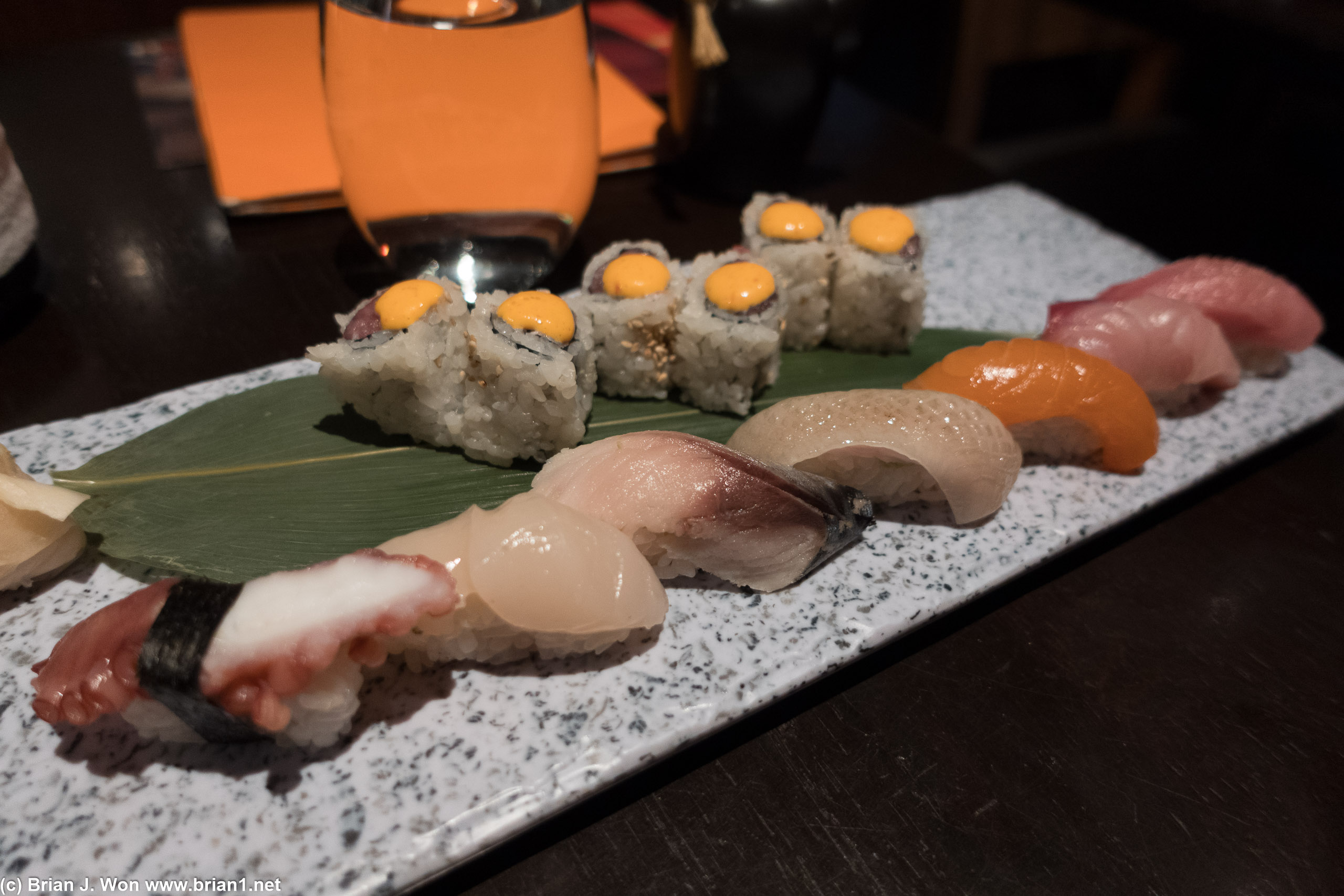 Sushi Samba's nigiri assortment, plus the spicy tuna.