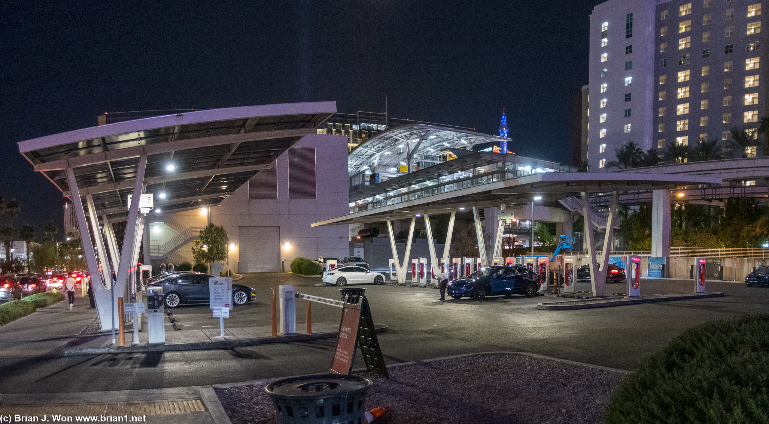 Tesla Supercharger just a bit south of The LinQ.