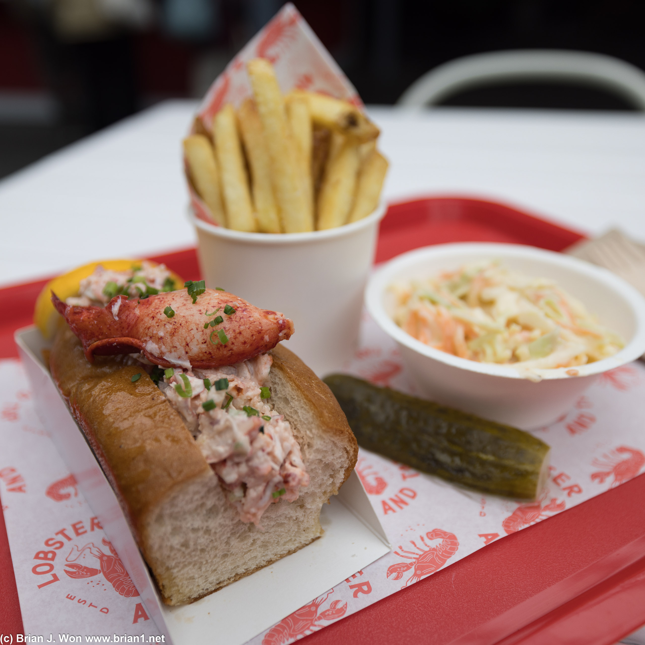 Lobster roll and fries were excellent, coleslaw was a little sweet.