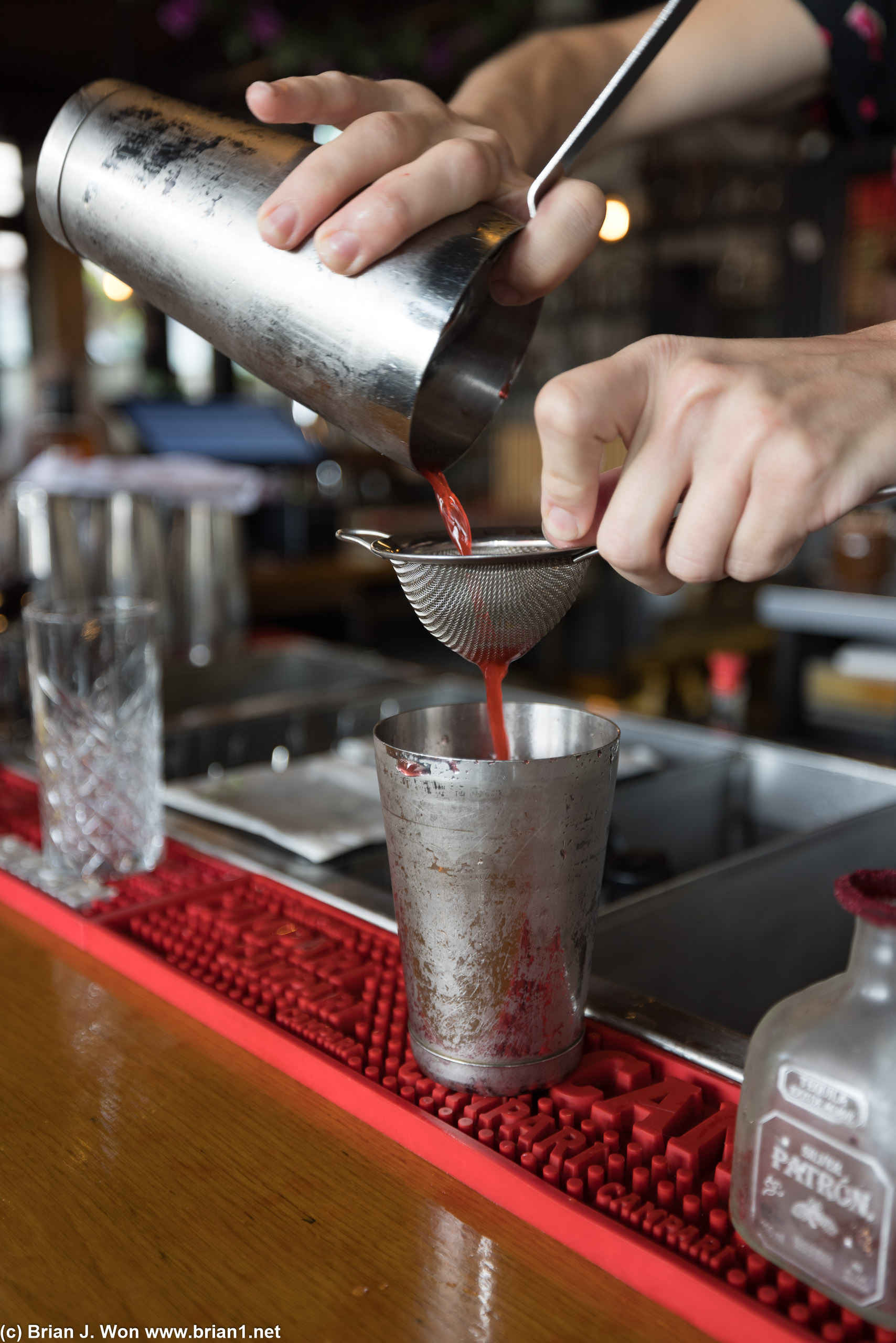 Bartender hard at work.