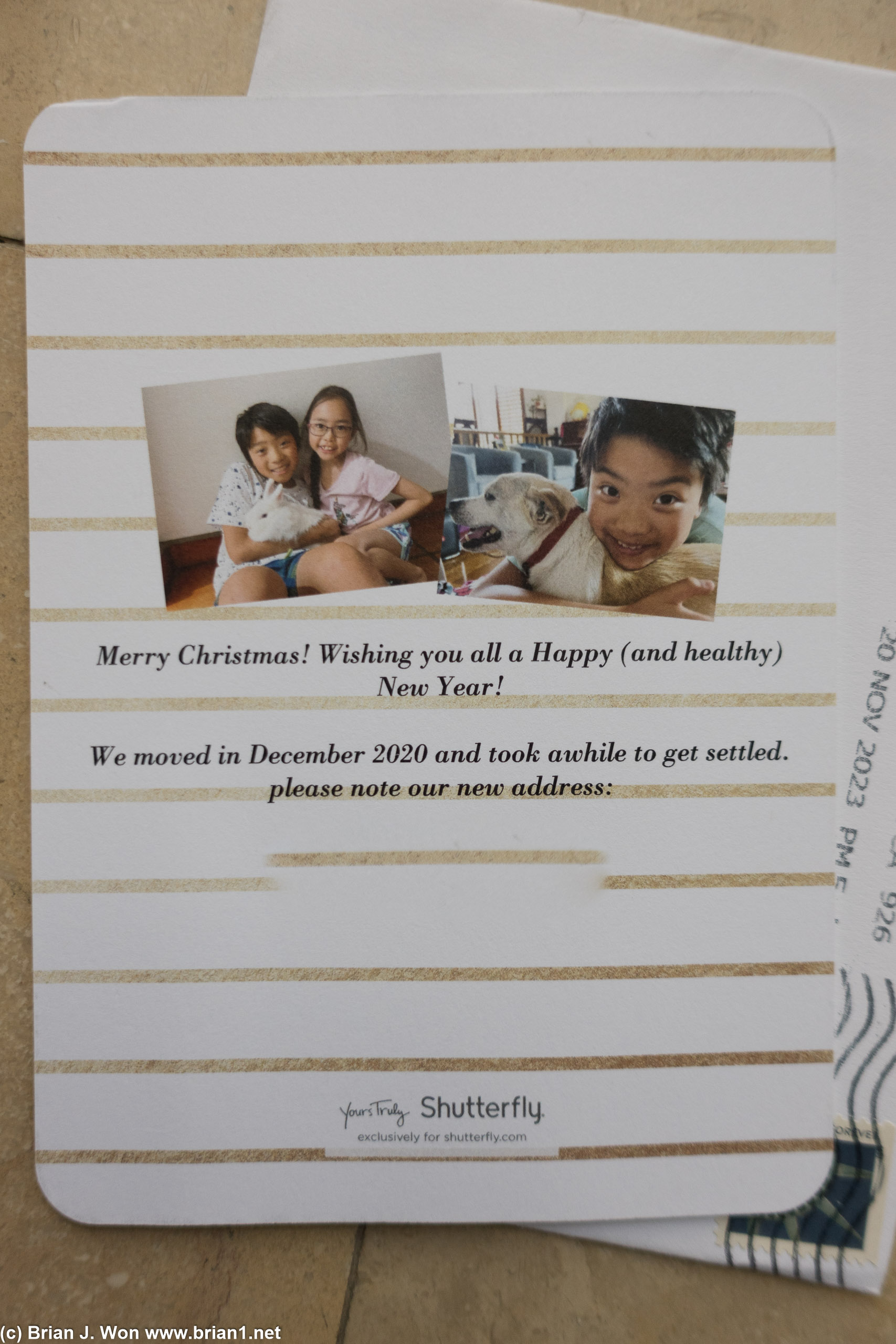 Did Tan really send a Christmas card over a month early???? (or is it 2 years and 11 months late?)