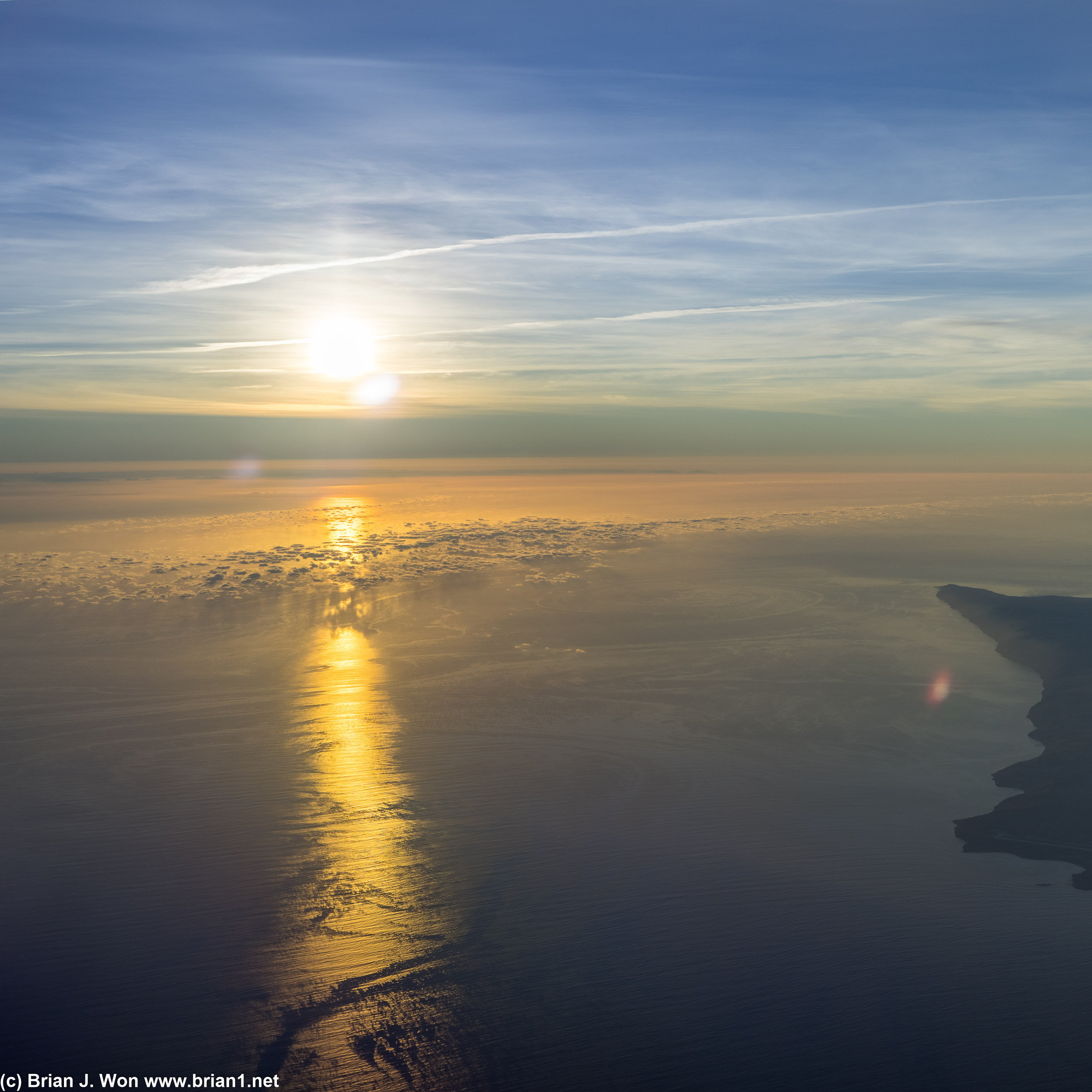 A little after sunrise over the Channel Islands.