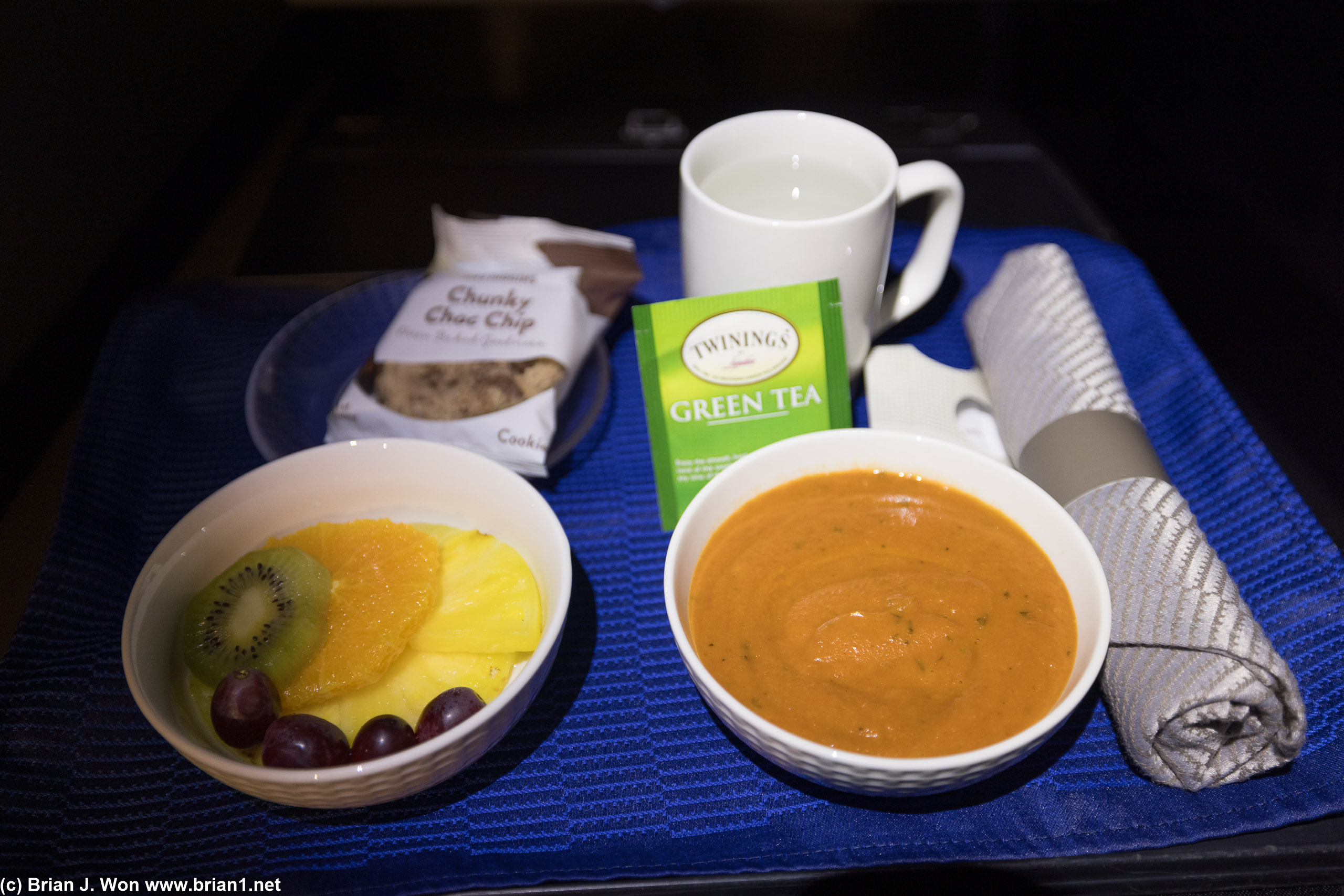 Mid-flight tomato basil soup was gross. Or maybe I just don't like tomato basil soup.